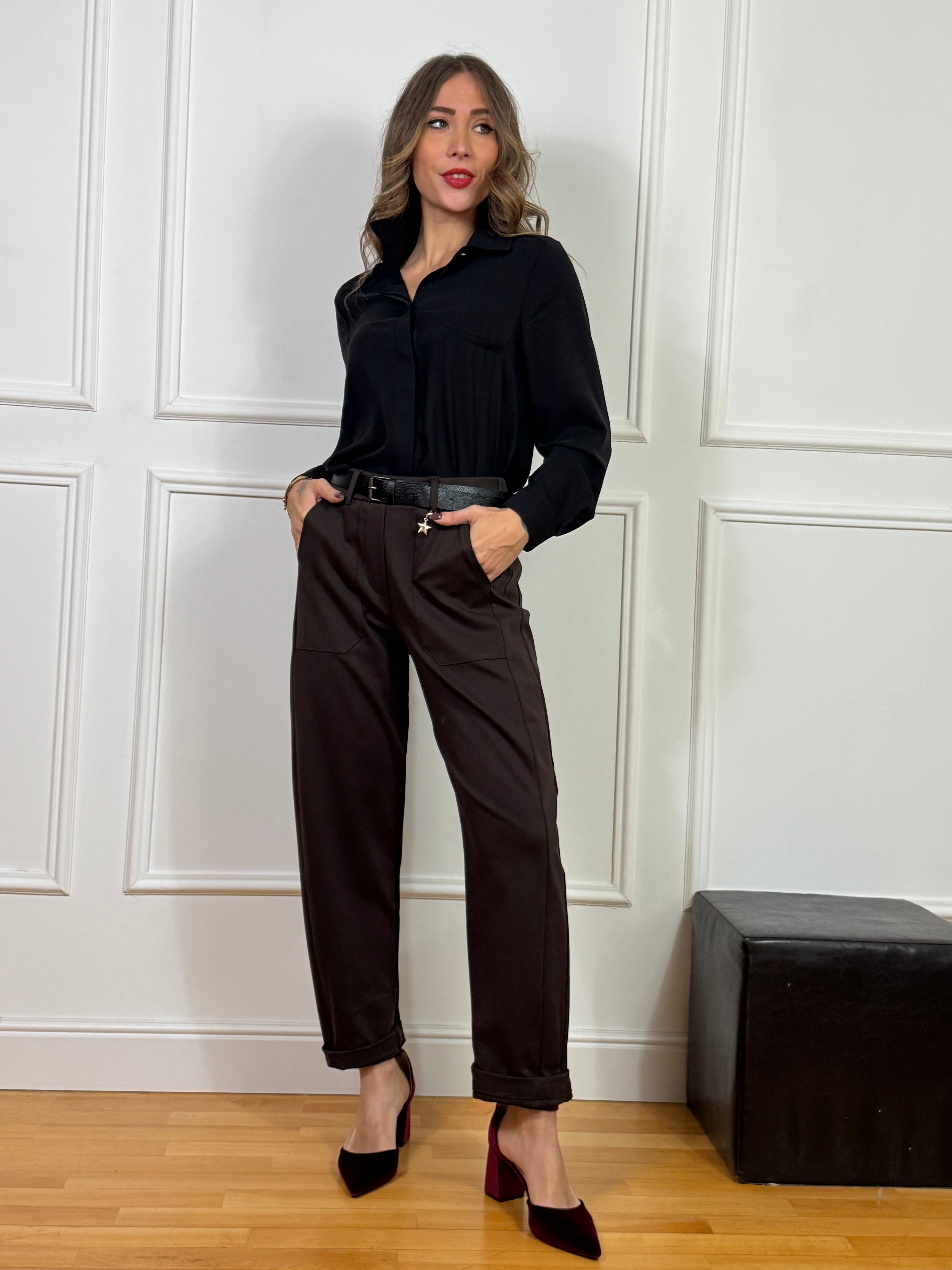 Pantalone Susy Mix in punto Milano con ciondolo stellina