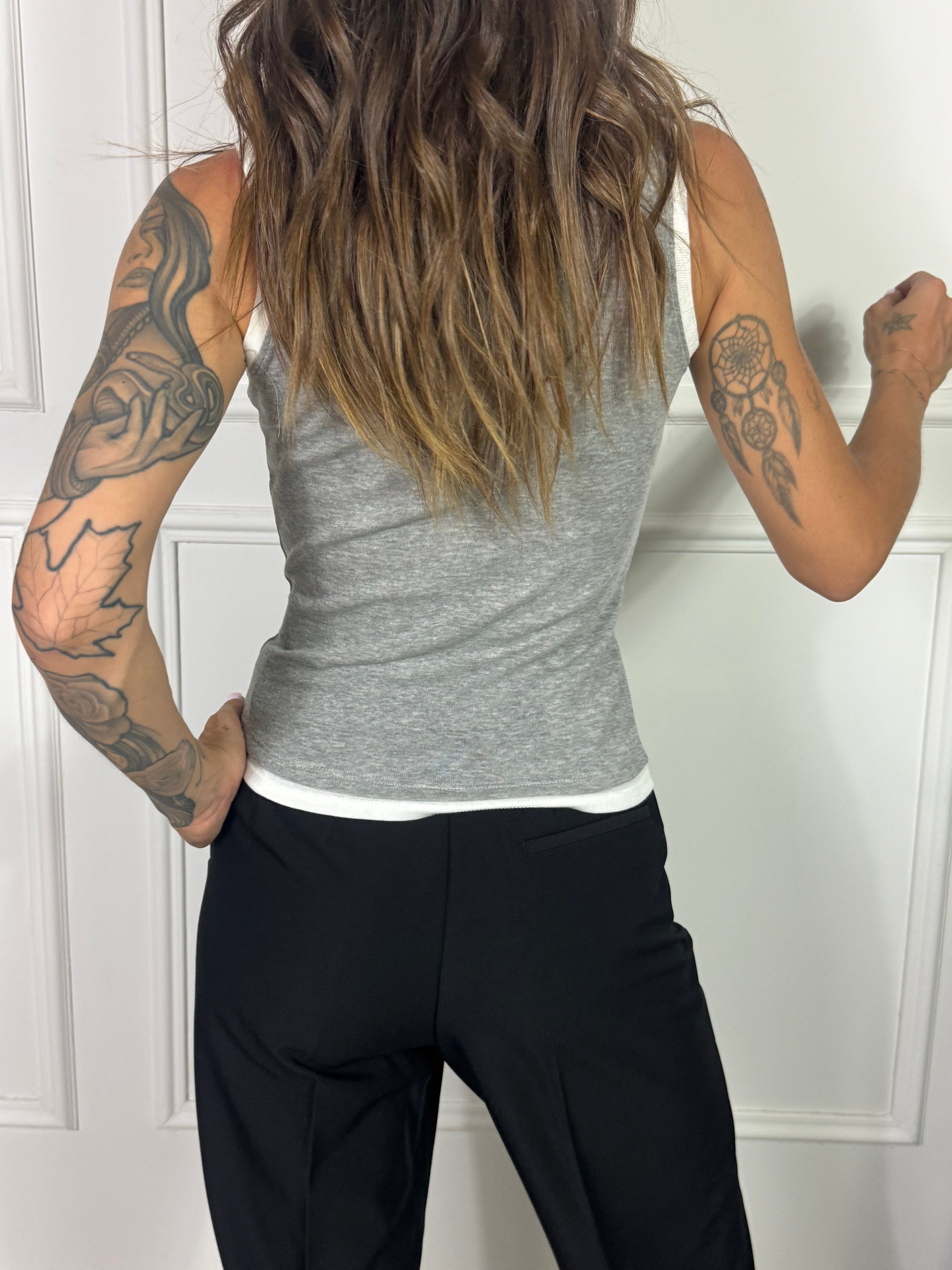 Canotta in maglina sottile BORDO BIANCO JJXX - HENNA