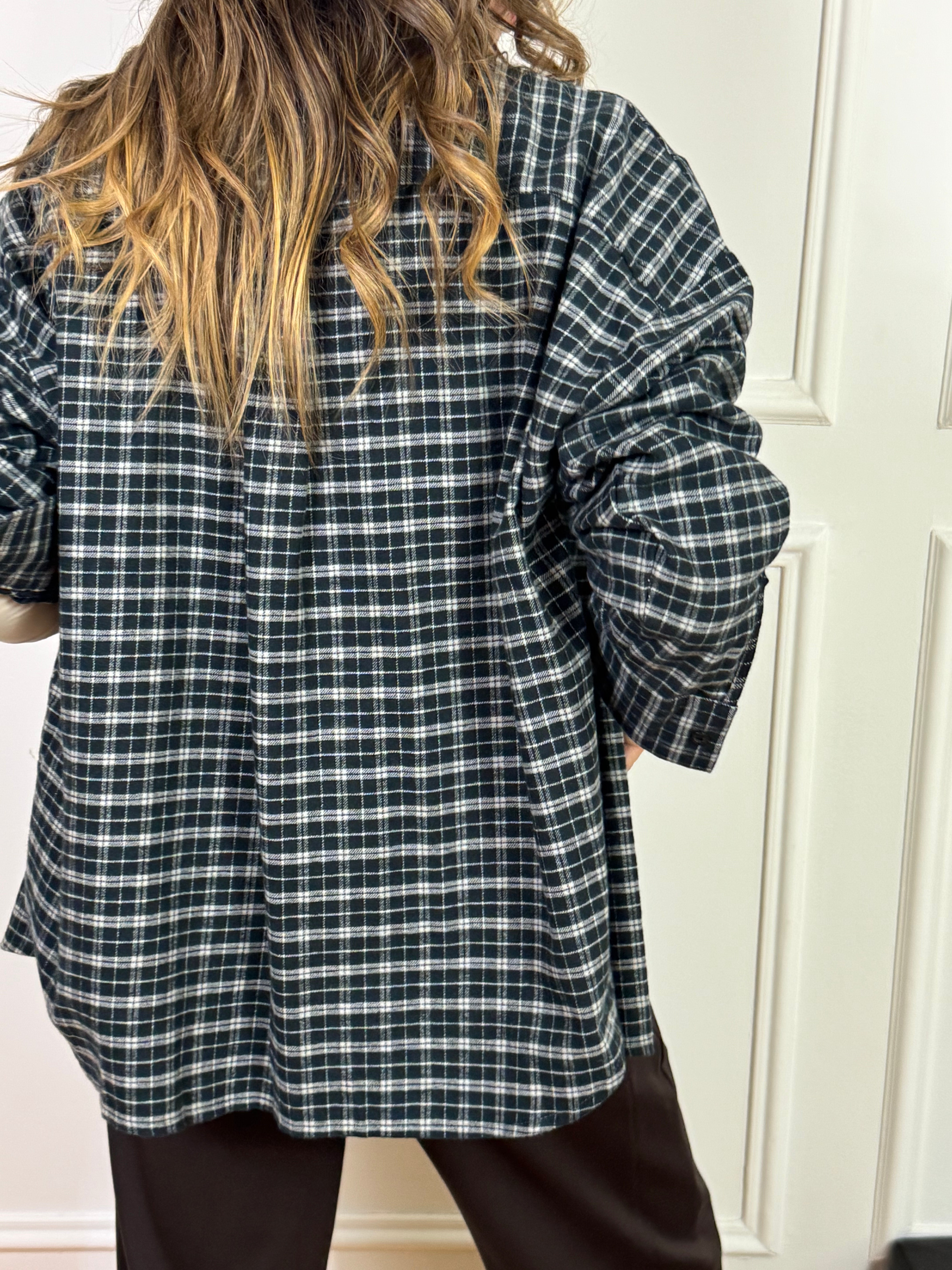 Camicia in flanella leggera SUSY MIX scozzese con taschino