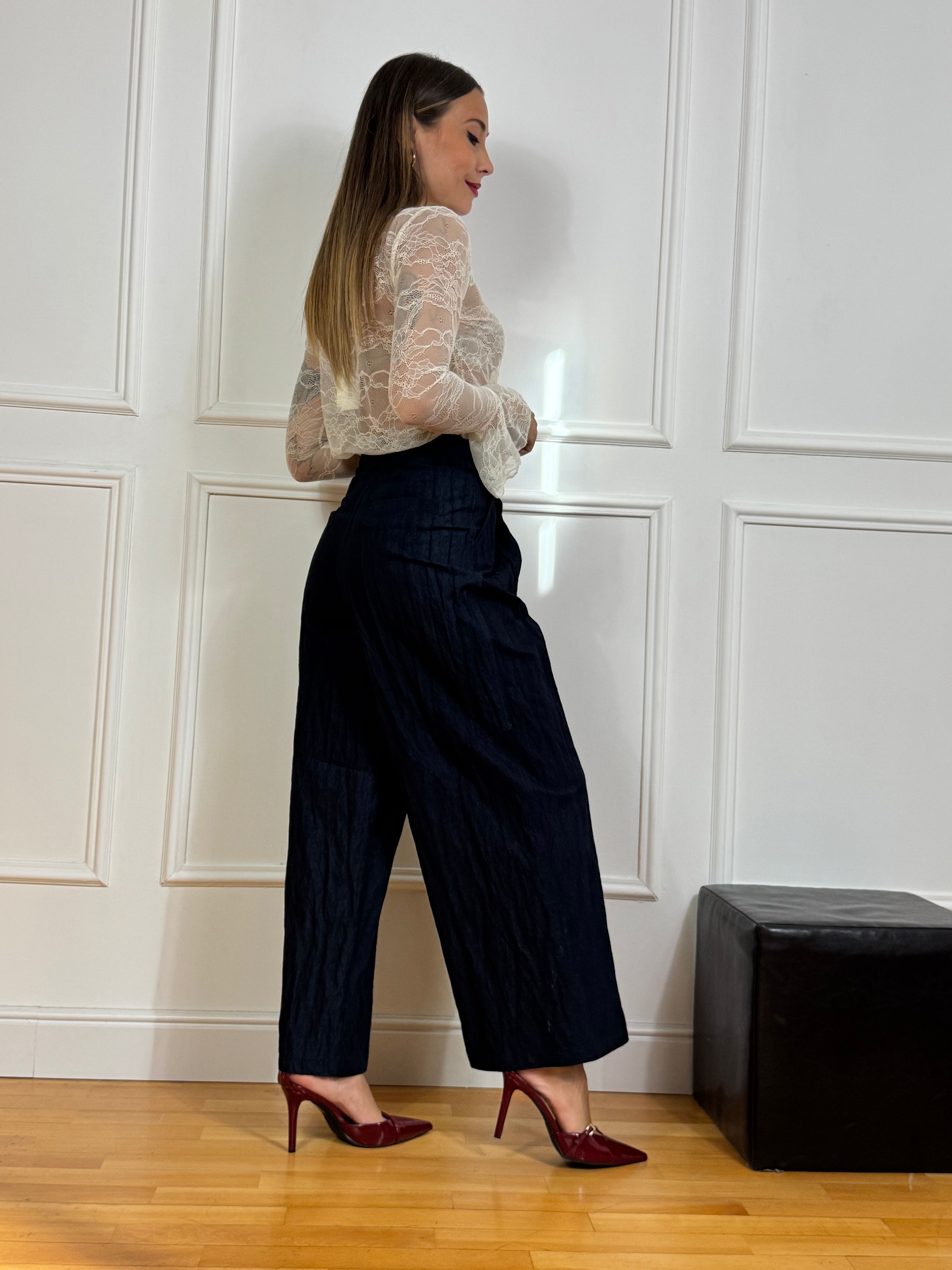 Pantalone ampio effetto stropicciato Victoria ILMH