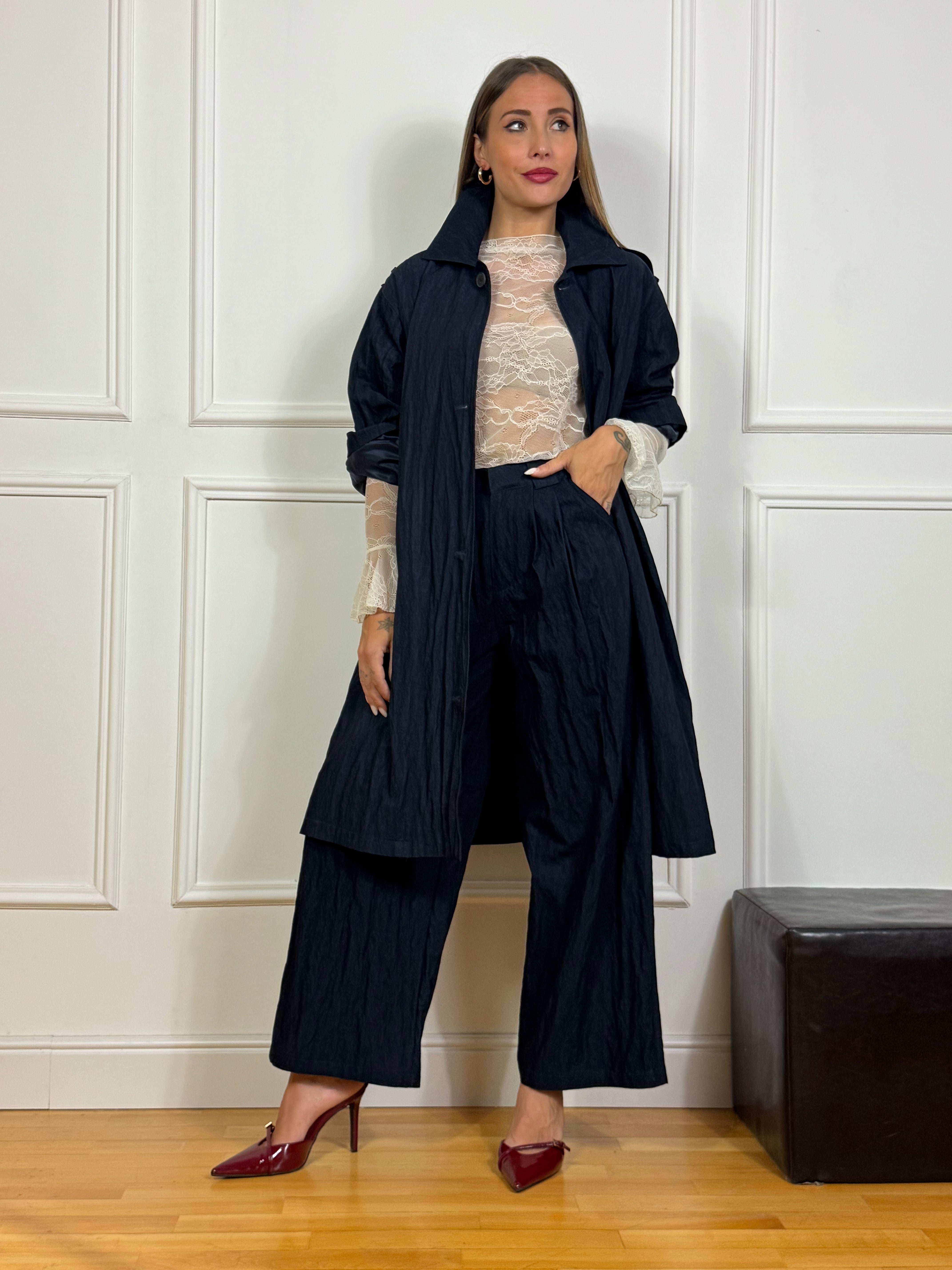 Trench in tela Victoria ILMH effetto stropicciato