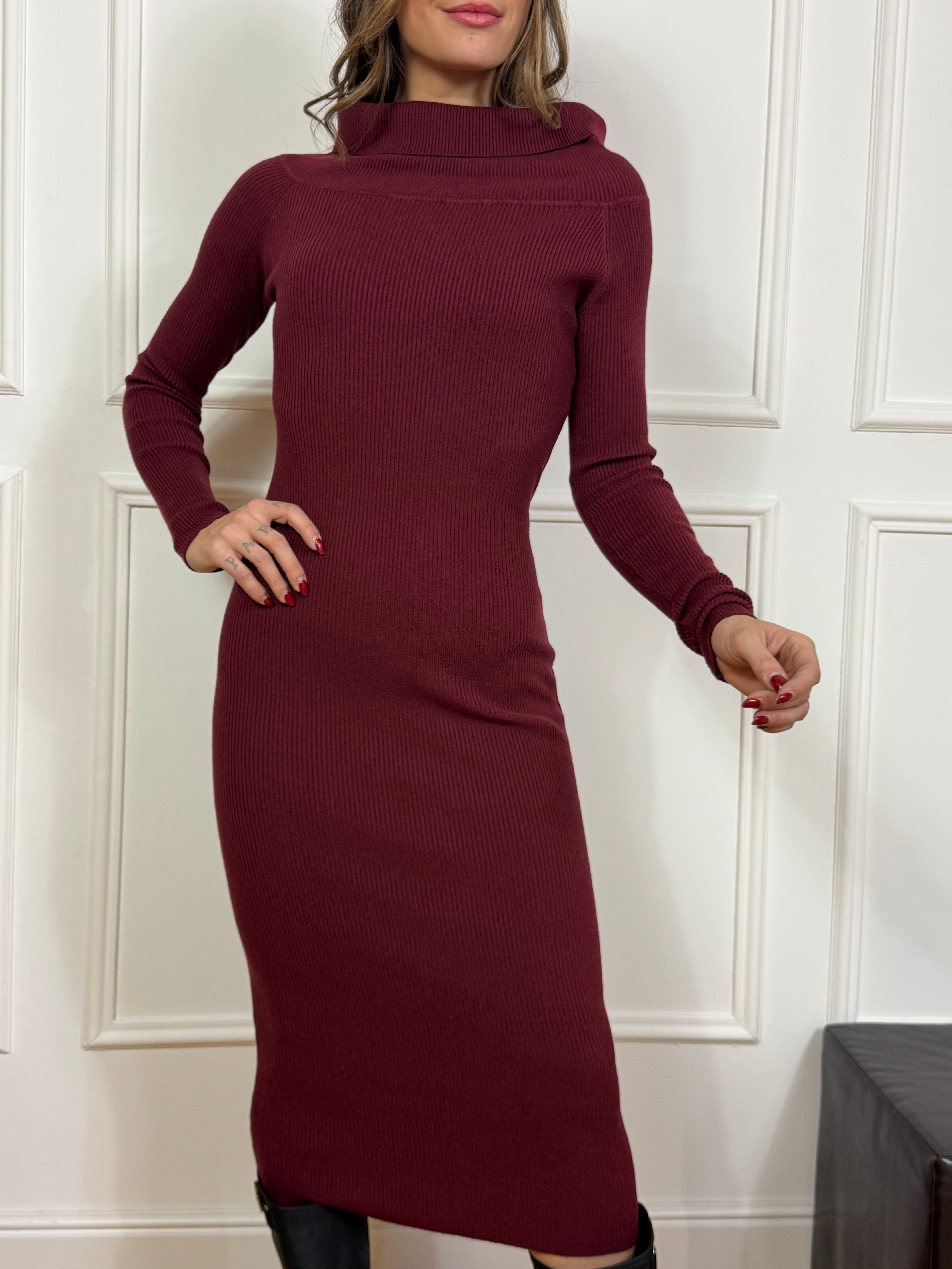 Abito in maglina MIDI Kikisix COSTINA CANNETTATO SCOLLO SHIFFER