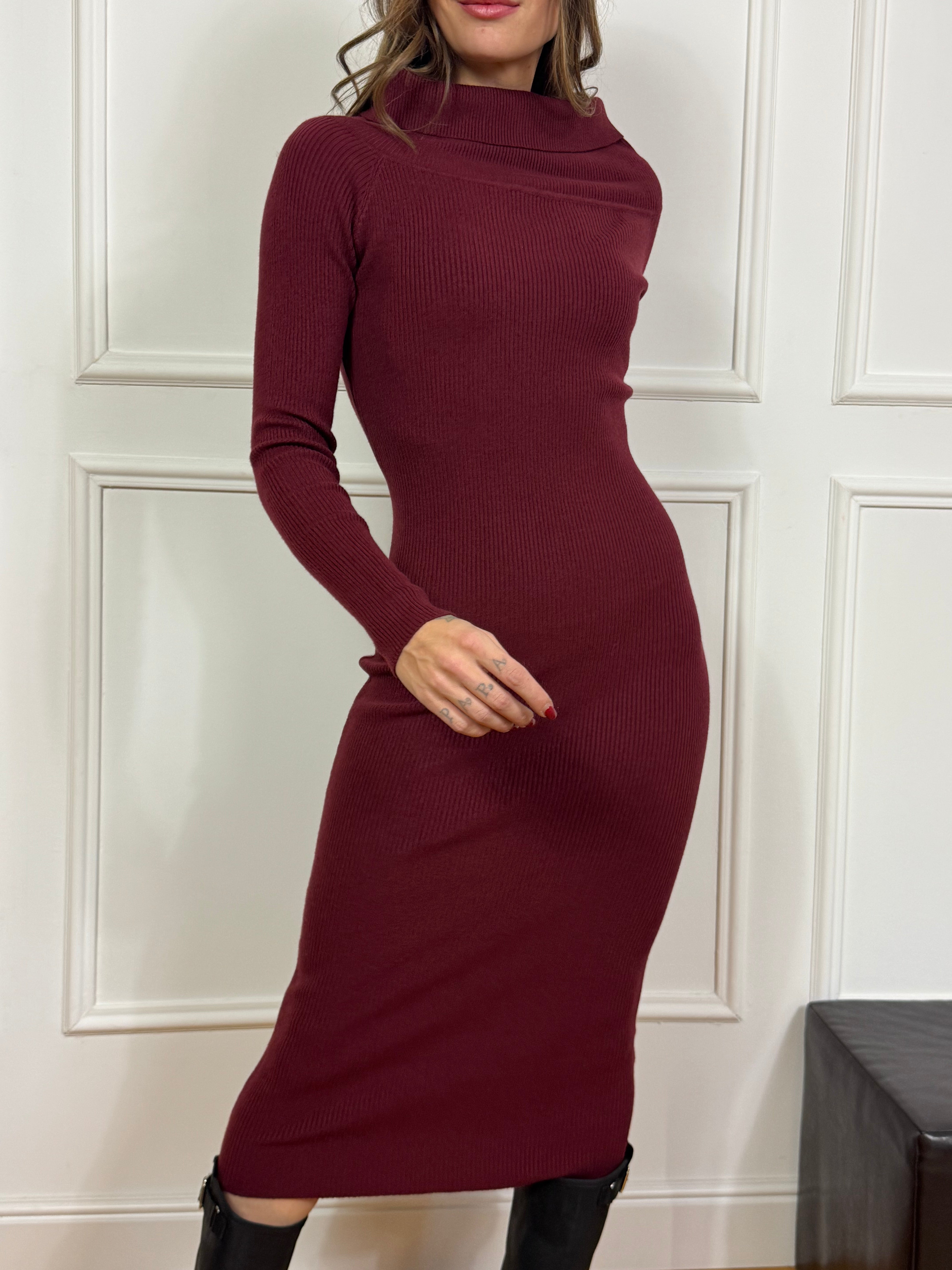 Abito in maglina MIDI Kikisix COSTINA CANNETTATO SCOLLO SHIFFER