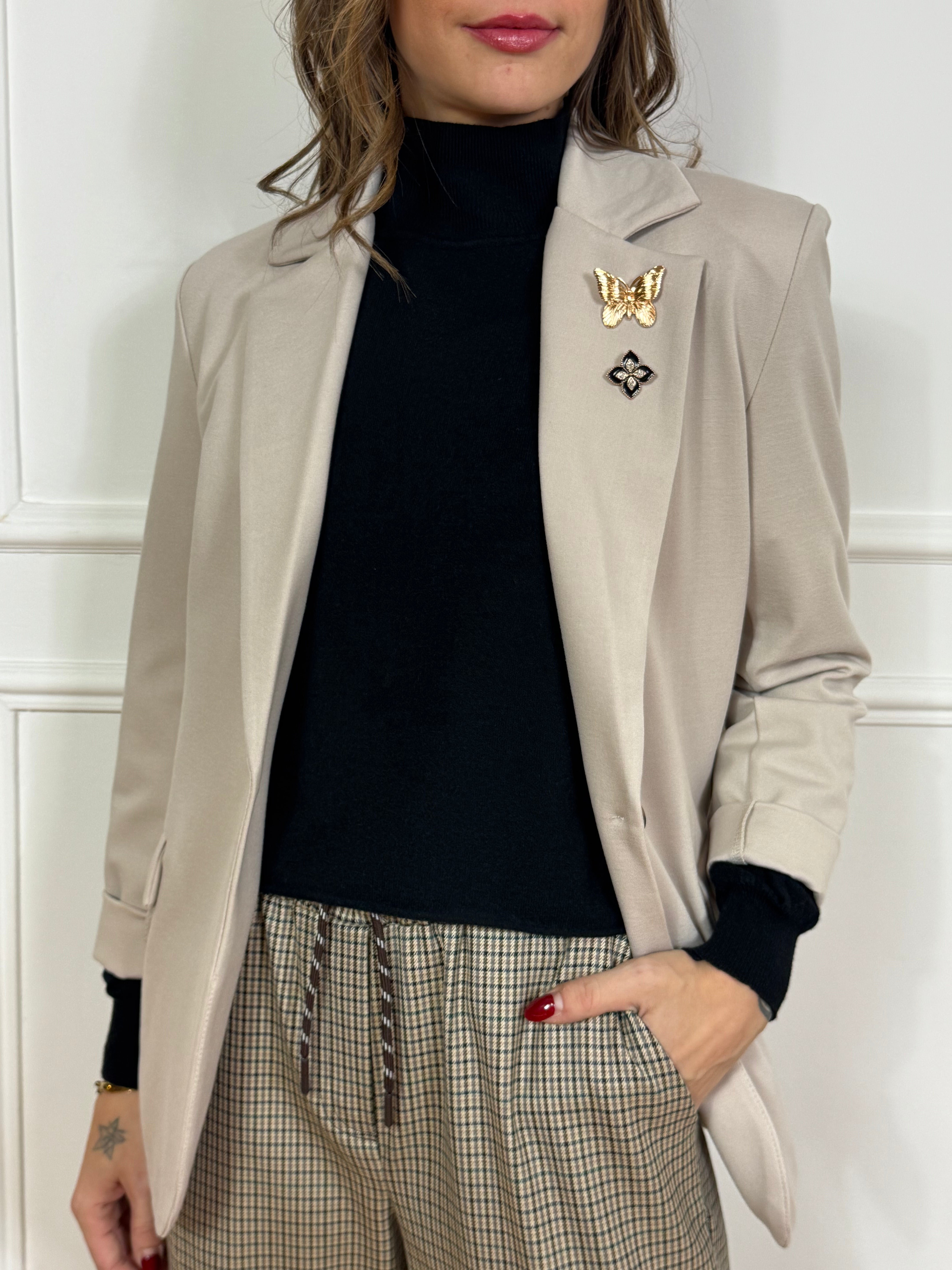 Giacca blazer Kikisix punto Milano con spille