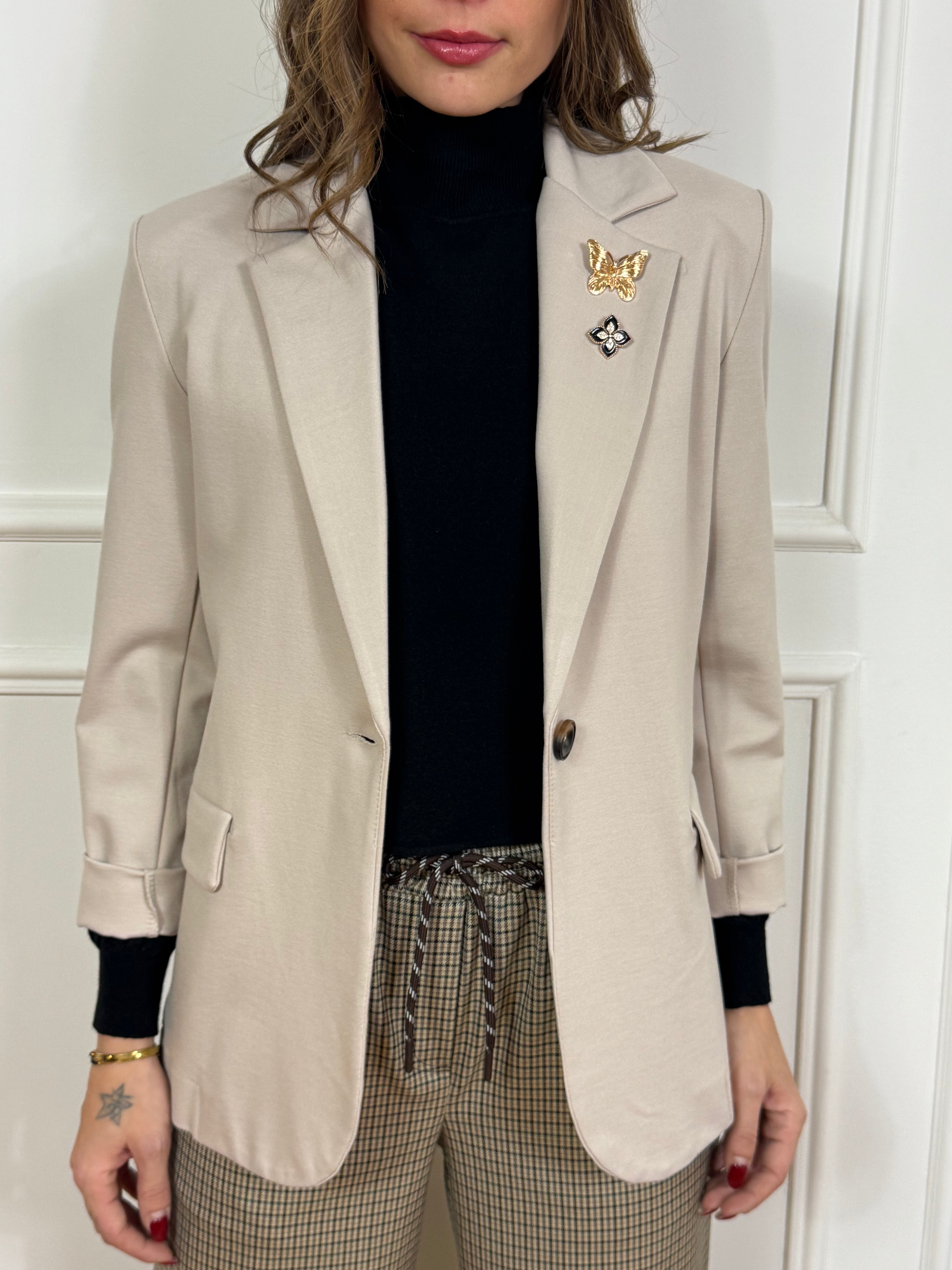 Giacca blazer Kikisix punto Milano con spille