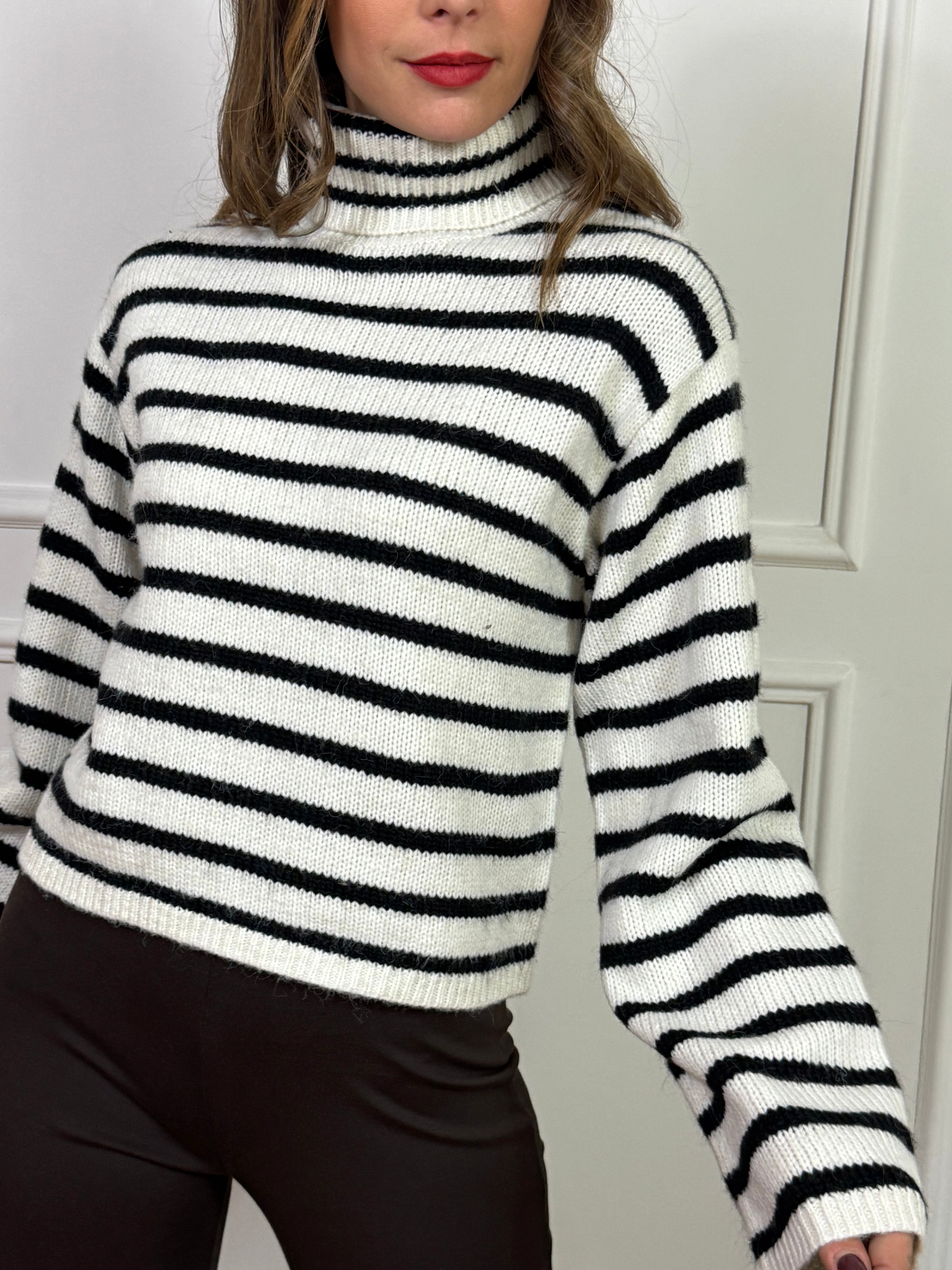 Maglia JJXX - ROLL NECK KNIT - modello ROSANNA - RIGHE