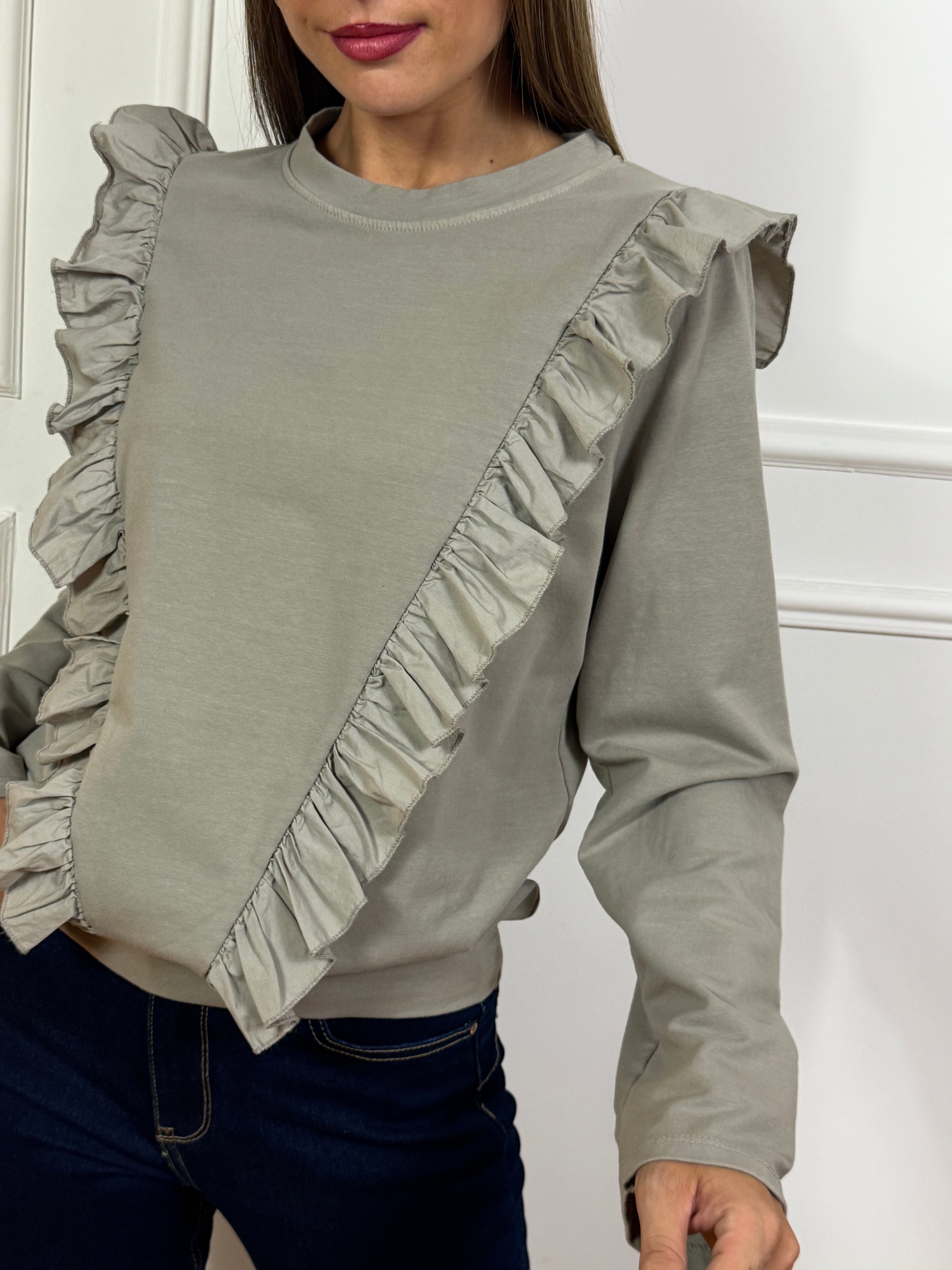 Felpa garzata Victoria ILMH con volant davanti