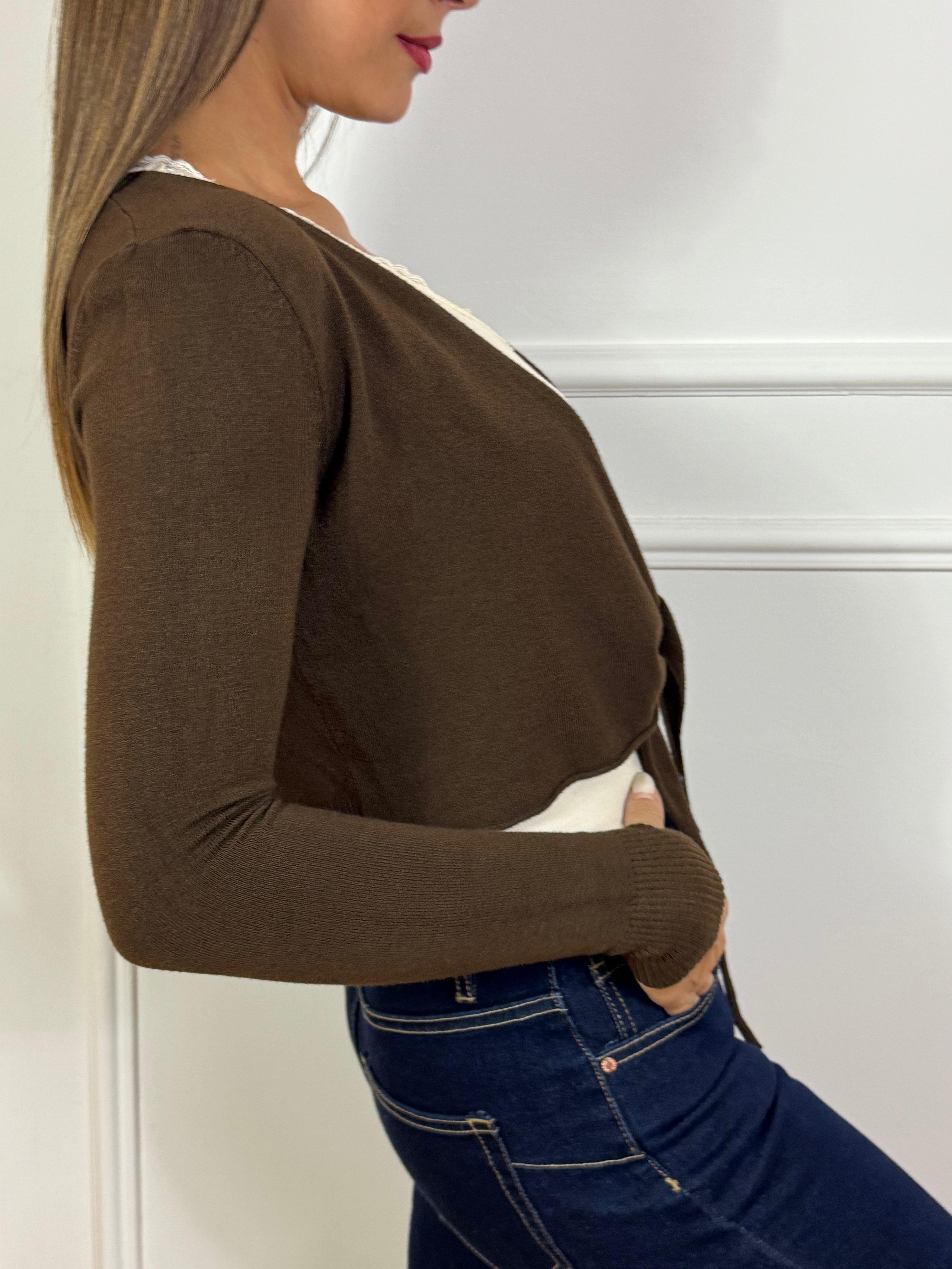 CARDIGAN CORTO / COPRISPALLE Victoria ILMH LISCIO CON LACCETTO