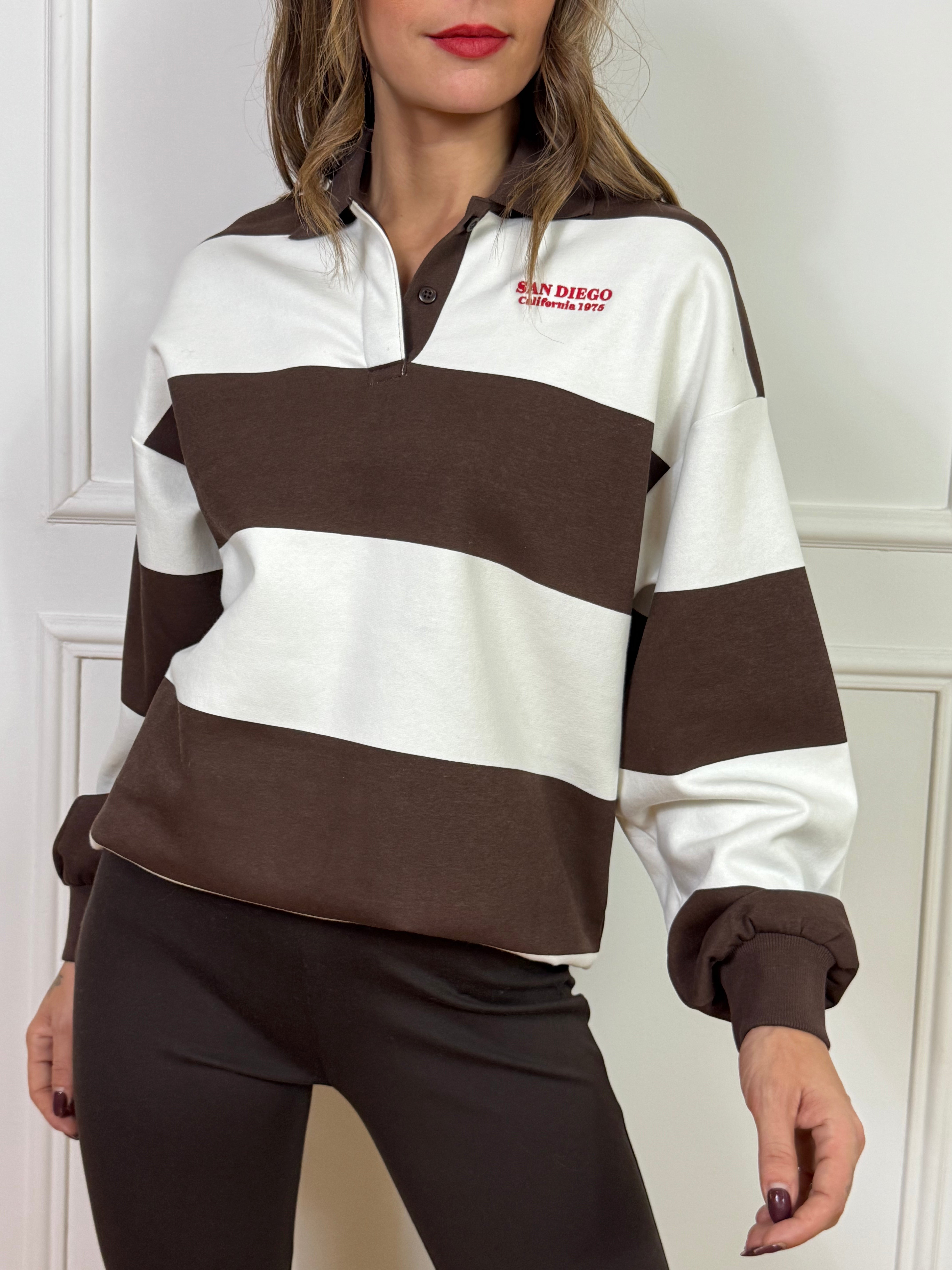 Maglia JJXX - POLO MANICA LUNGA - modello PALOMA - RIGHE