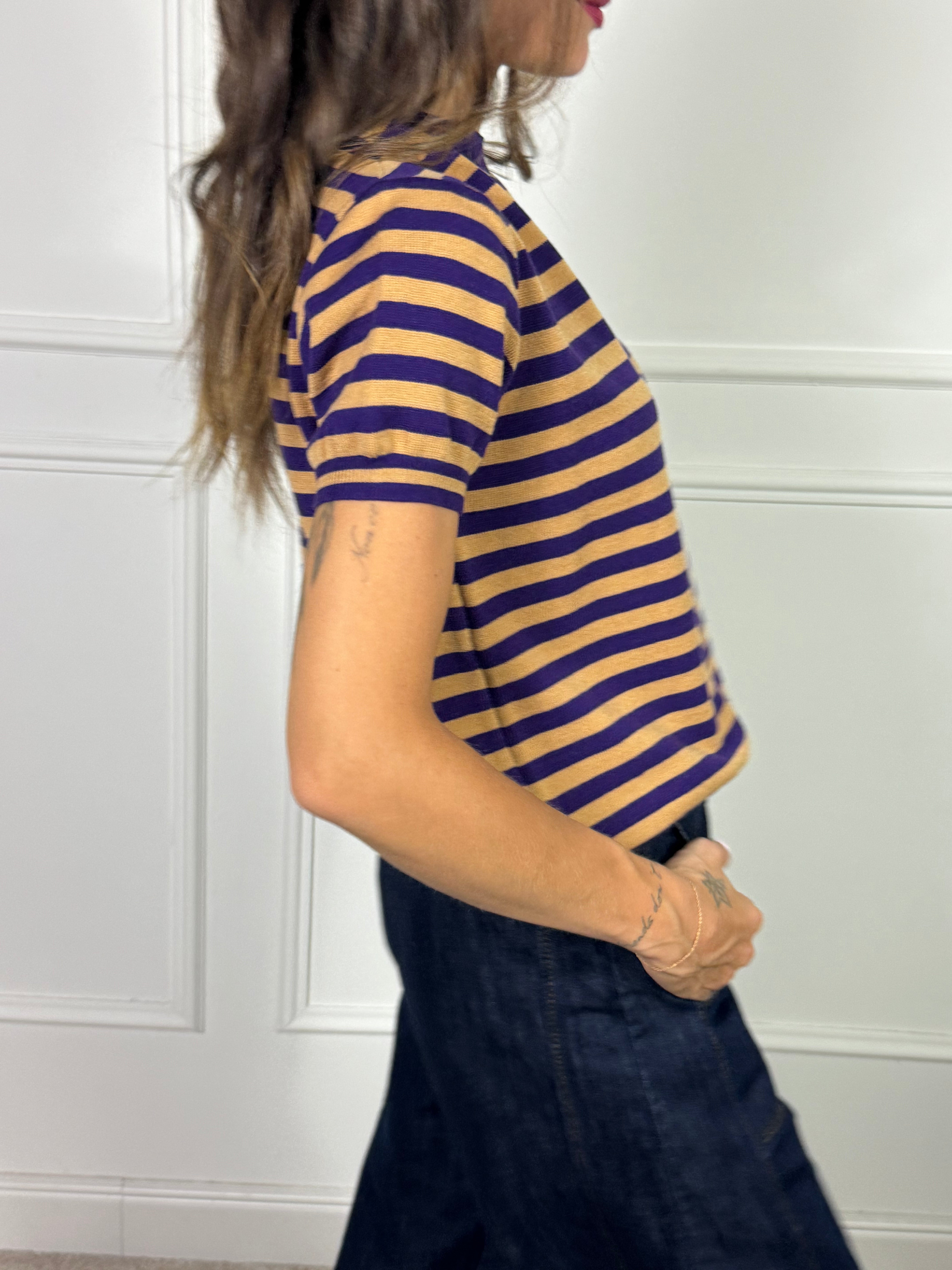 Maglia in maglina Susy Mix scollo tondo manica corta a righe
