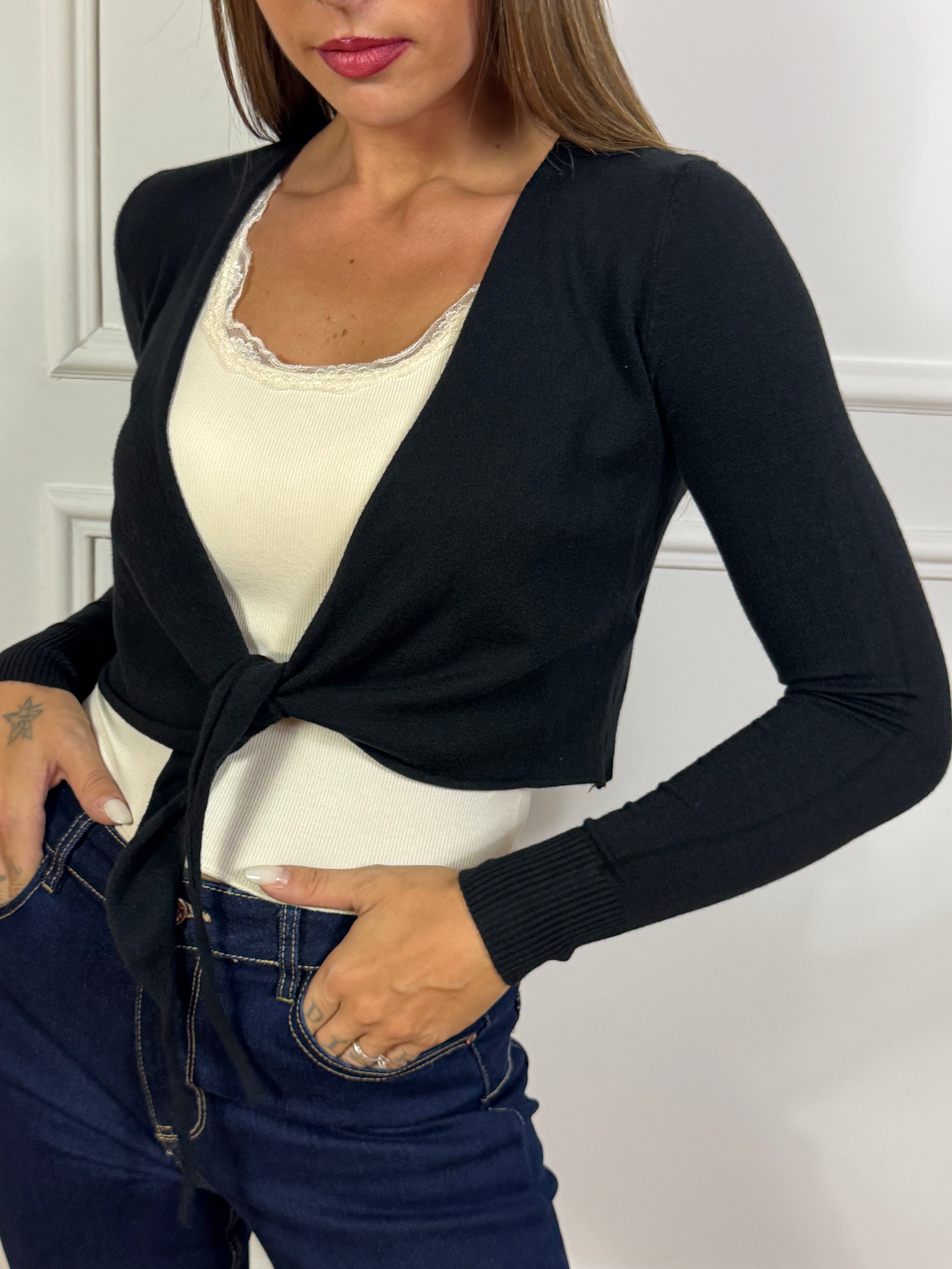CARDIGAN CORTO / COPRISPALLE Victoria ILMH LISCIO CON LACCETTO