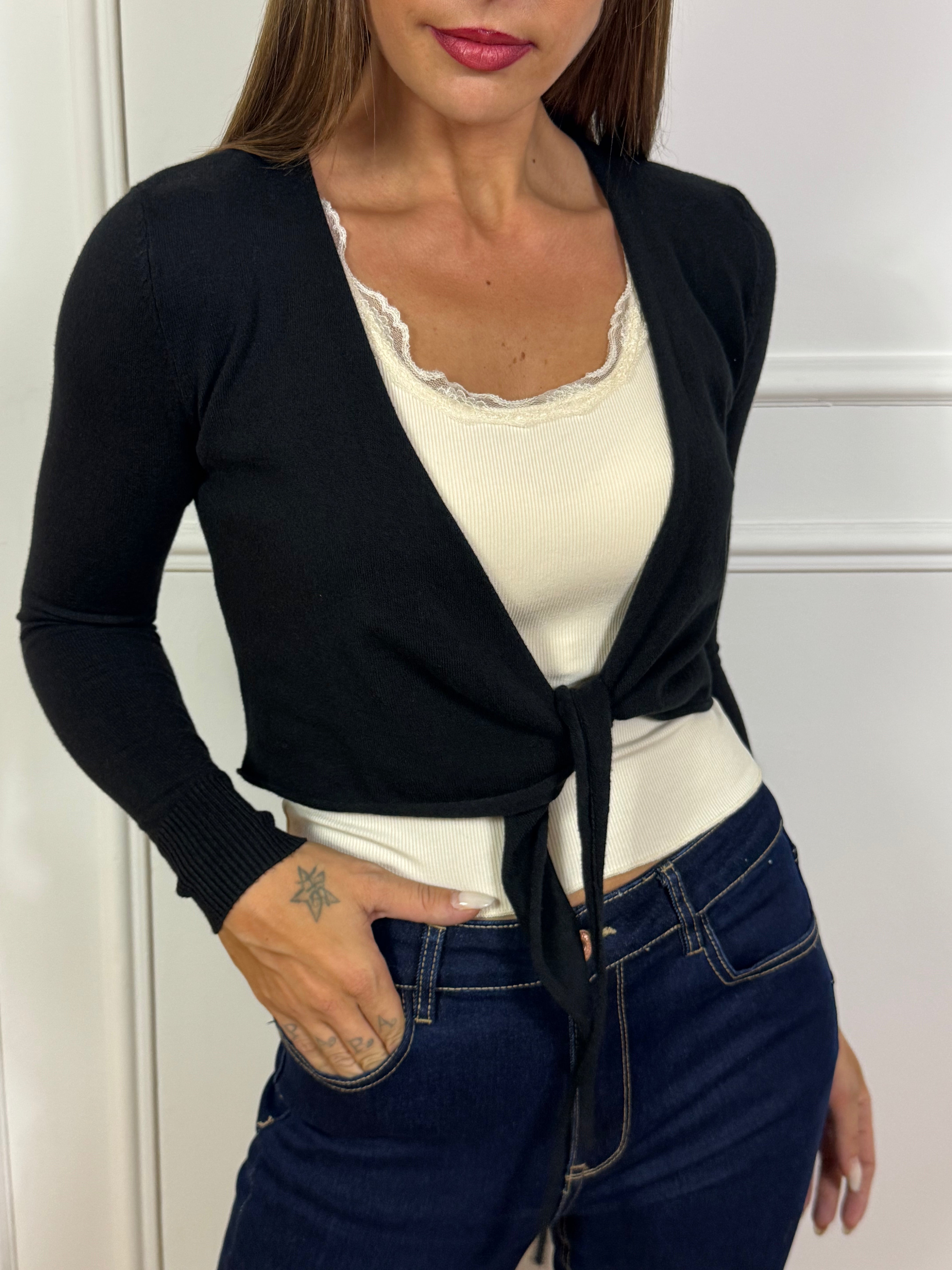 CARDIGAN CORTO / COPRISPALLE Victoria ILMH LISCIO CON LACCETTO