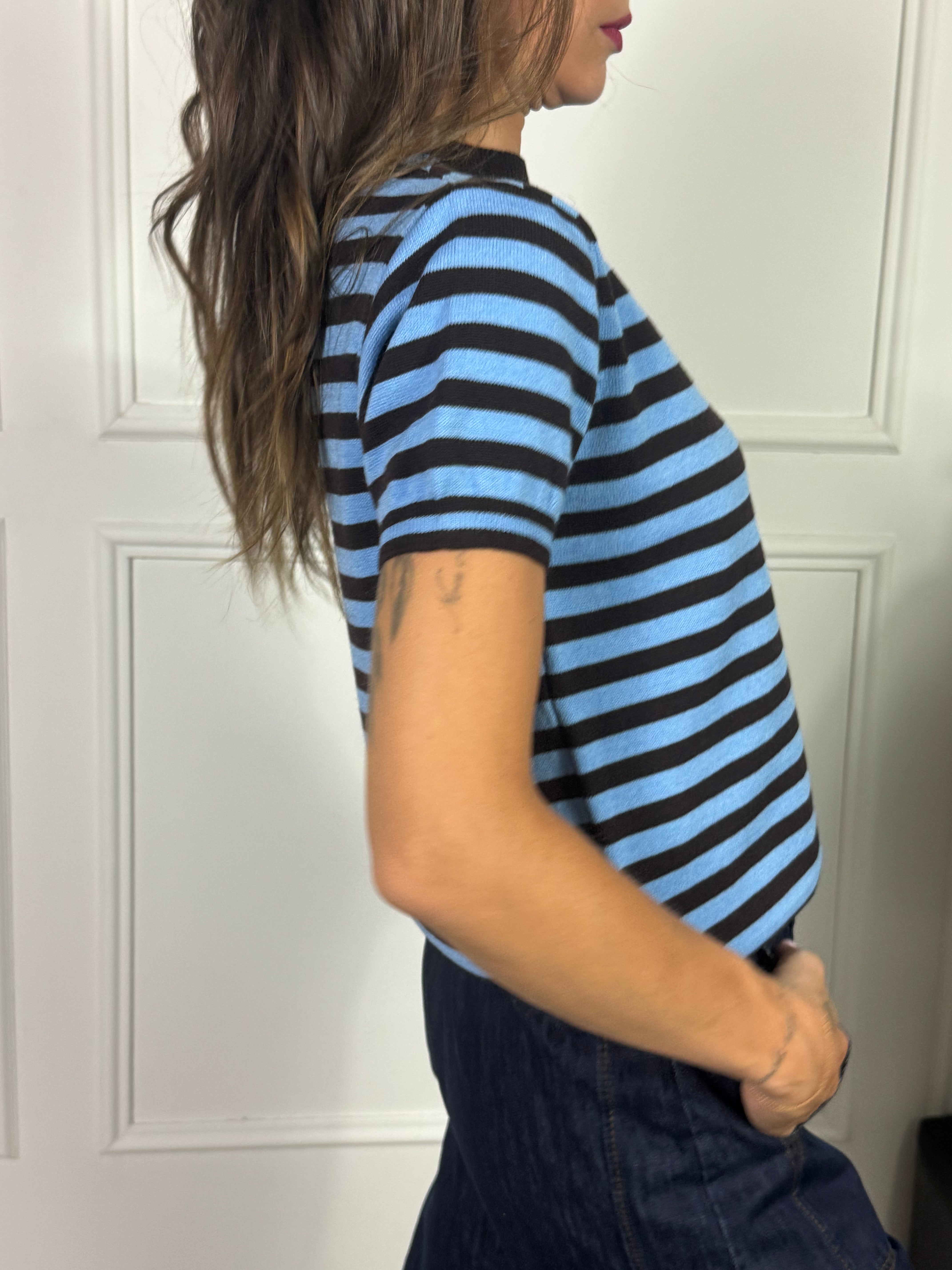 Maglia in maglina Susy Mix scollo tondo manica corta a righe