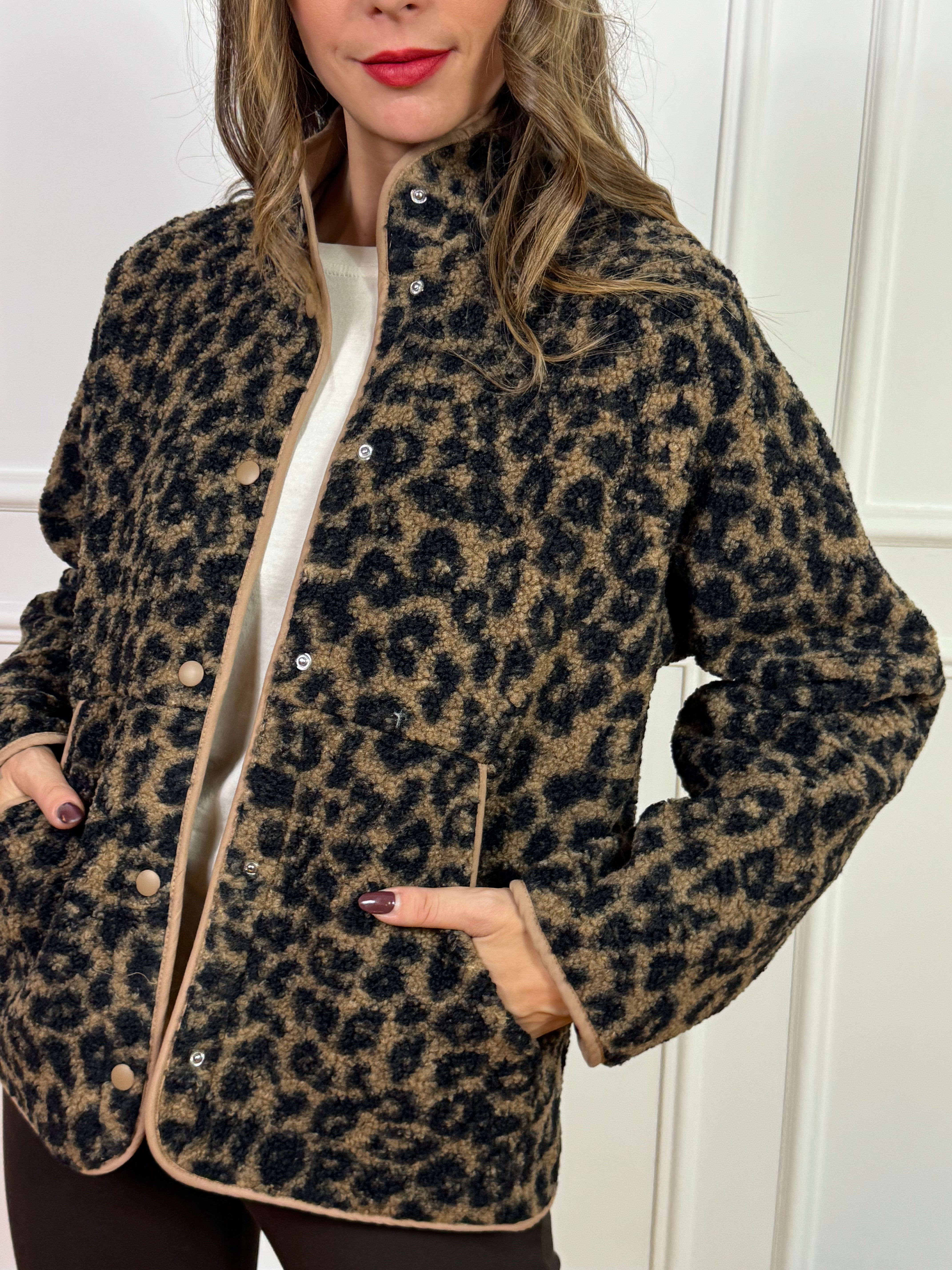 Giacca MANICA LUNGA JJXX TEDDY - modello VERA - LEOPARD