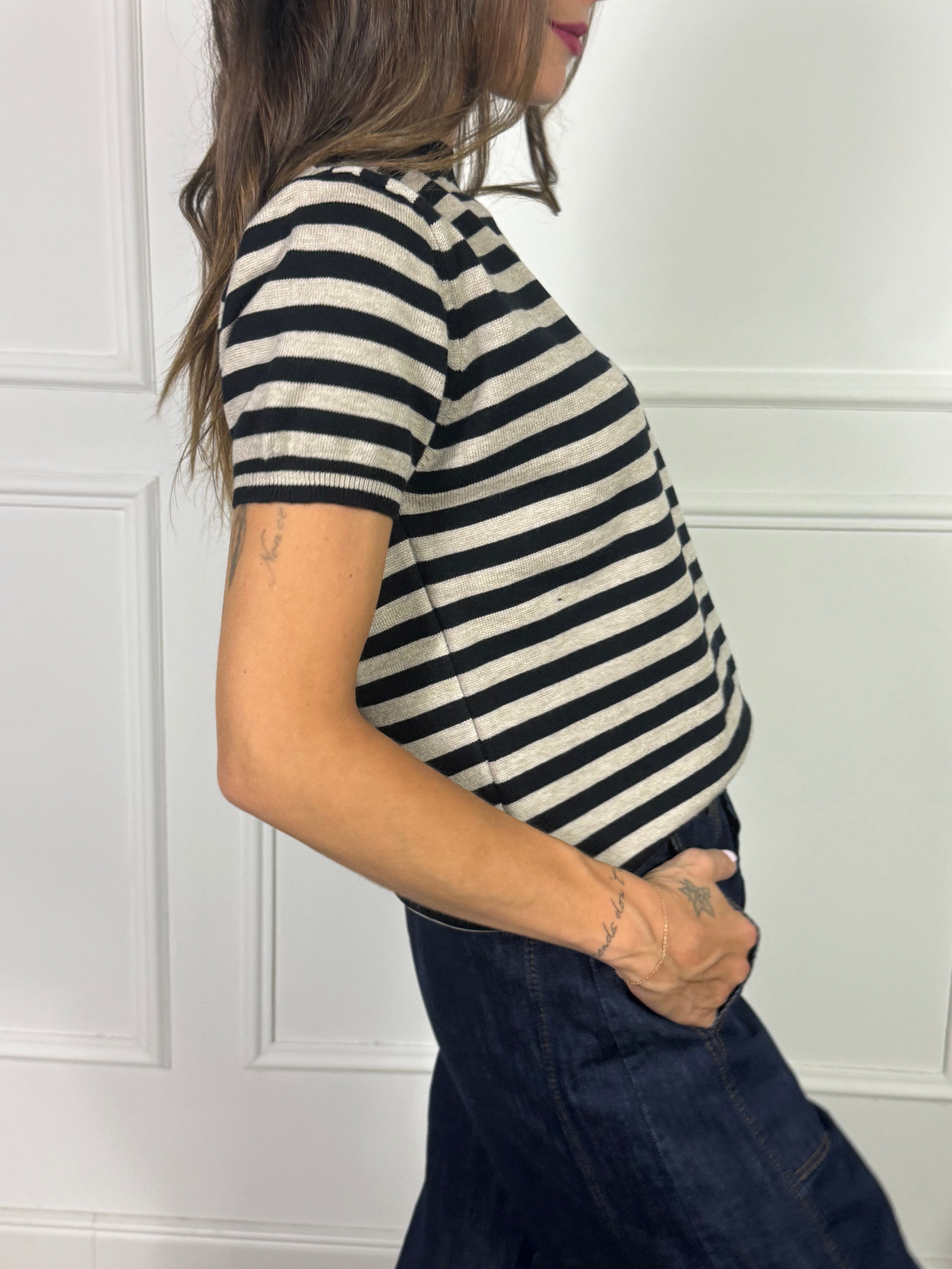 Maglia in maglina Susy Mix scollo tondo manica corta a righe