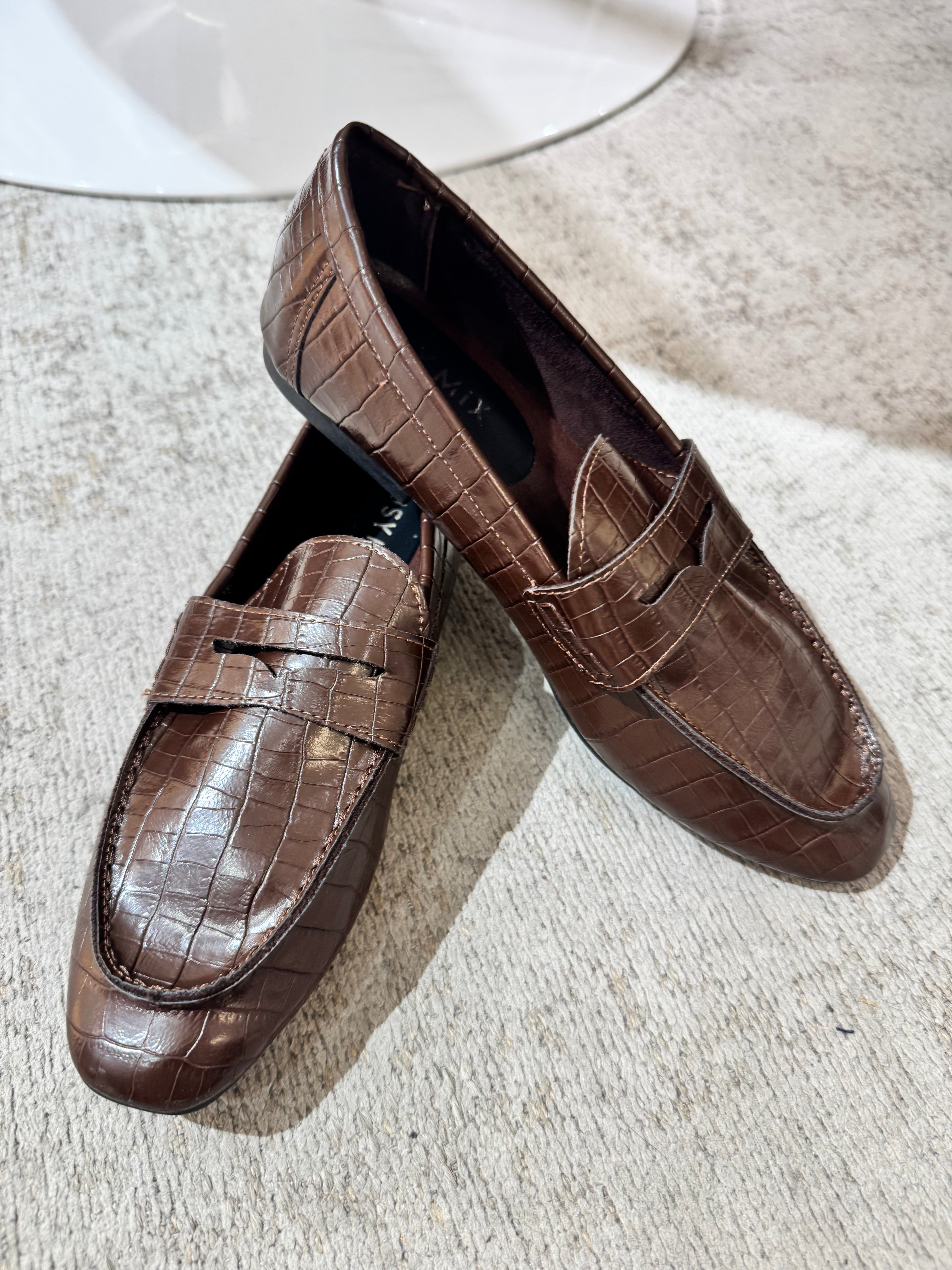 Mocassino Susy Mix in ecopelle texture coccodrillo
