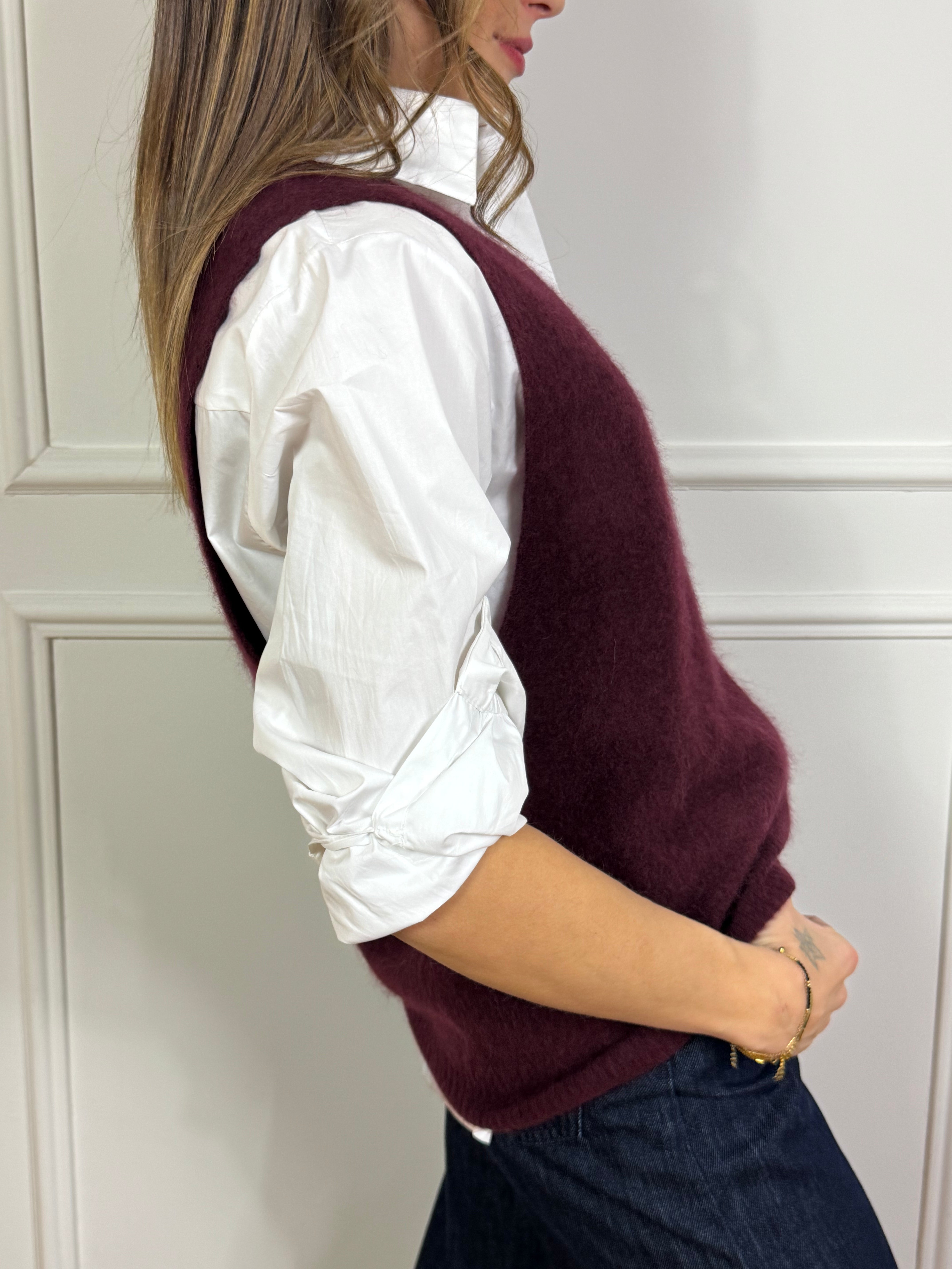 GILET scollo V profondo Kikisix PELOSETTO - CASHMERE E SETA