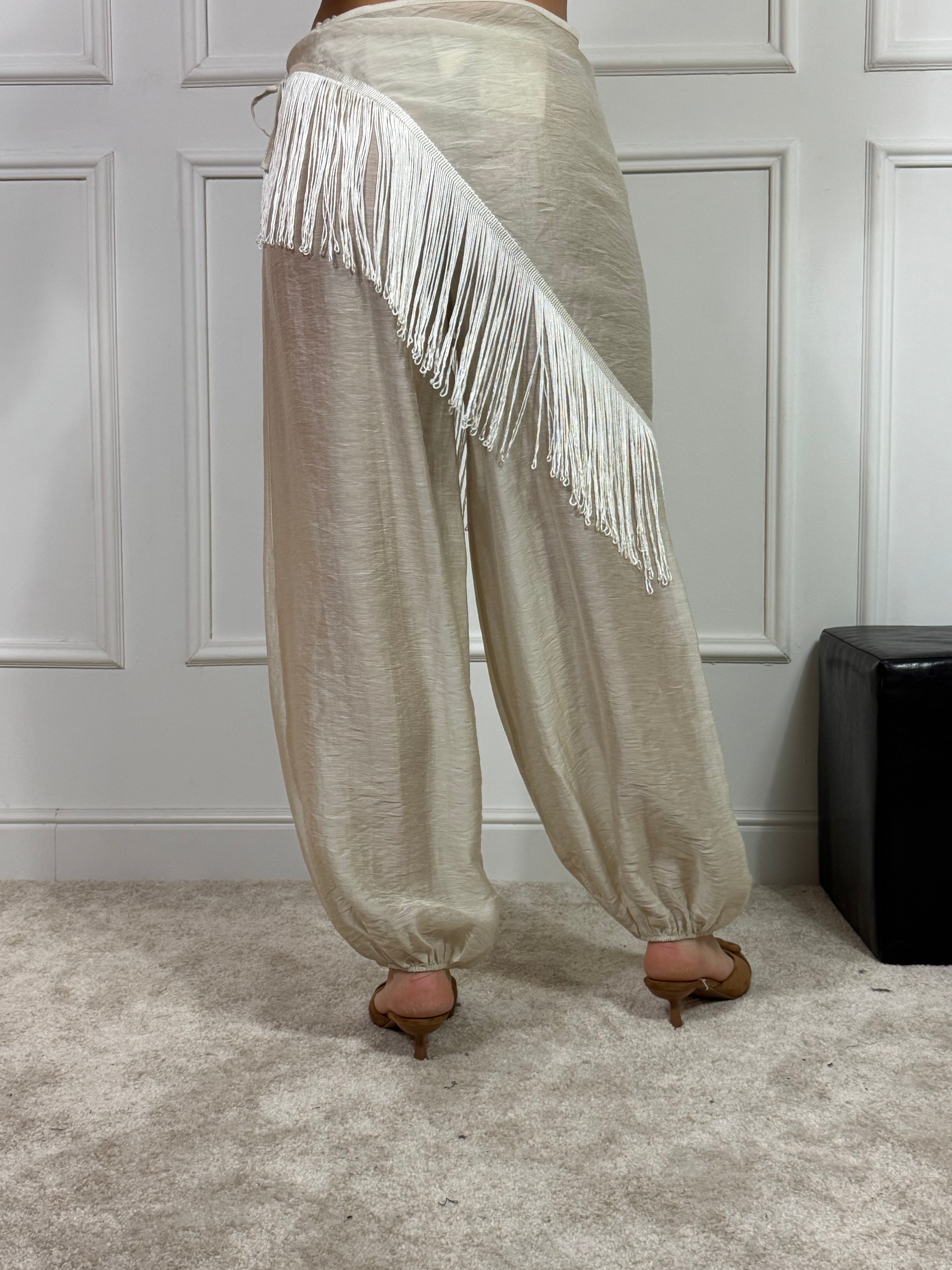 Pantalone Susy Mix effetto pareo con frange