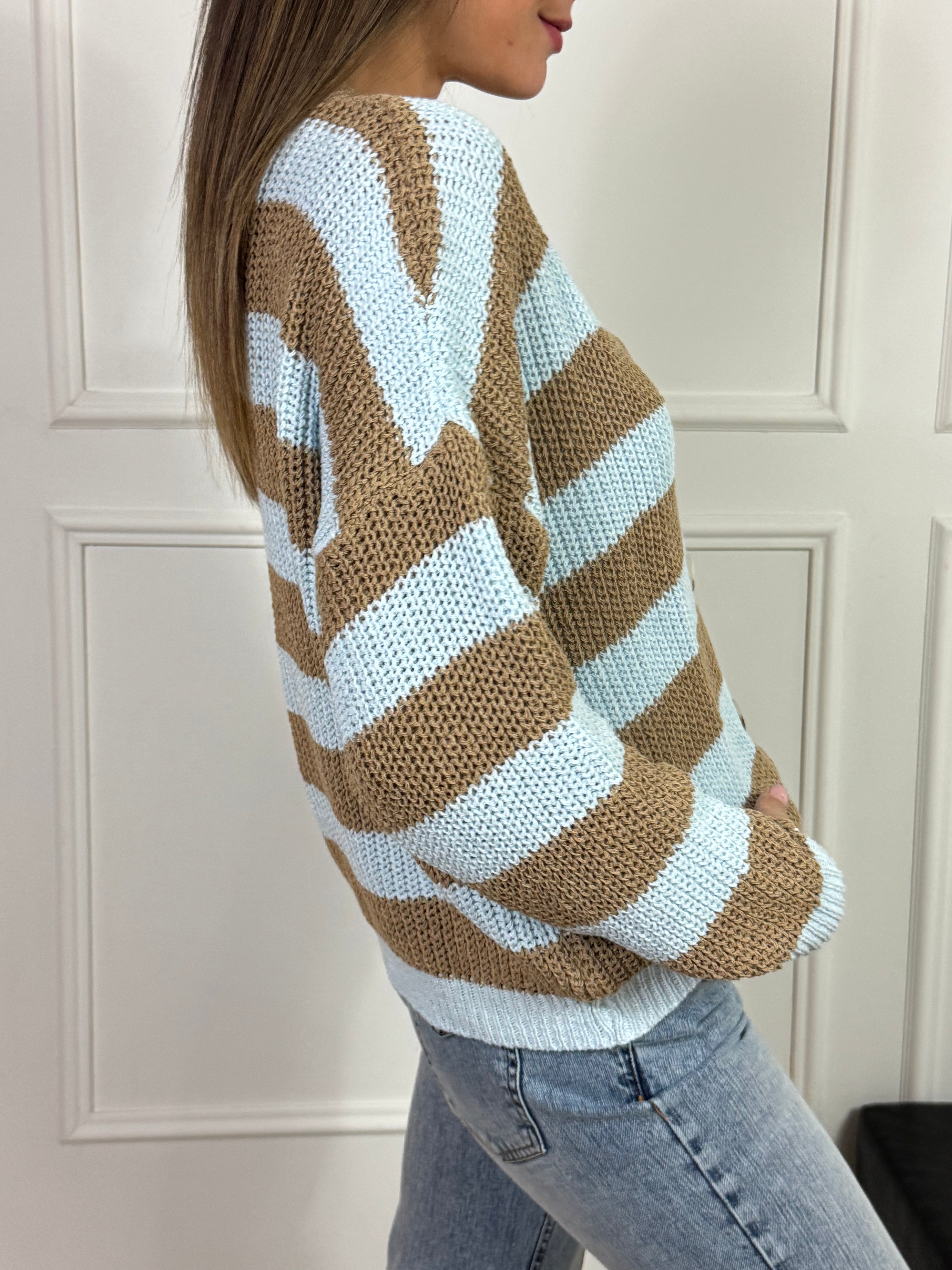 Cardigan con bottoni SUSY MIX fantasia RIGHE