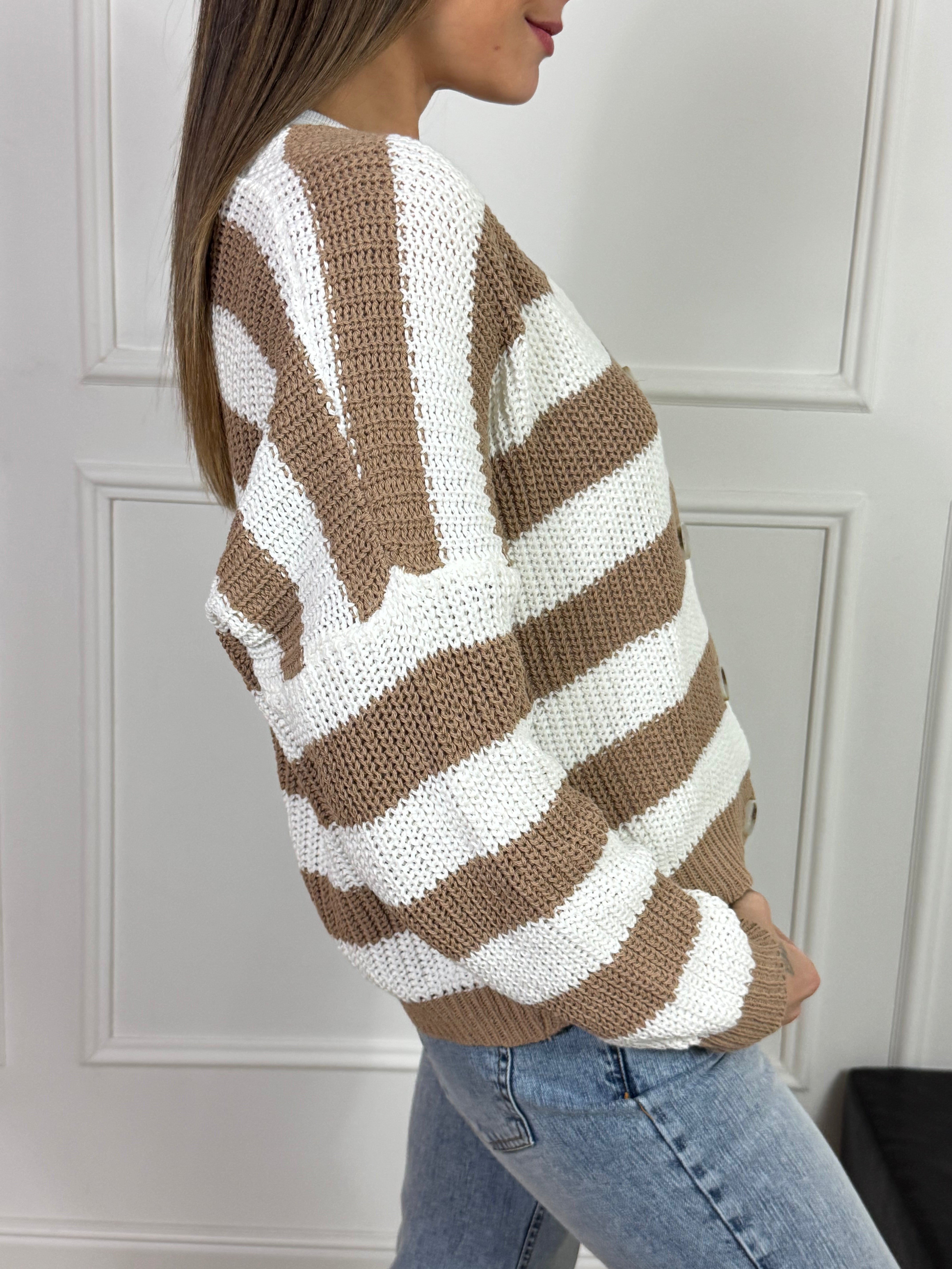 Cardigan con bottoni SUSY MIX fantasia RIGHE