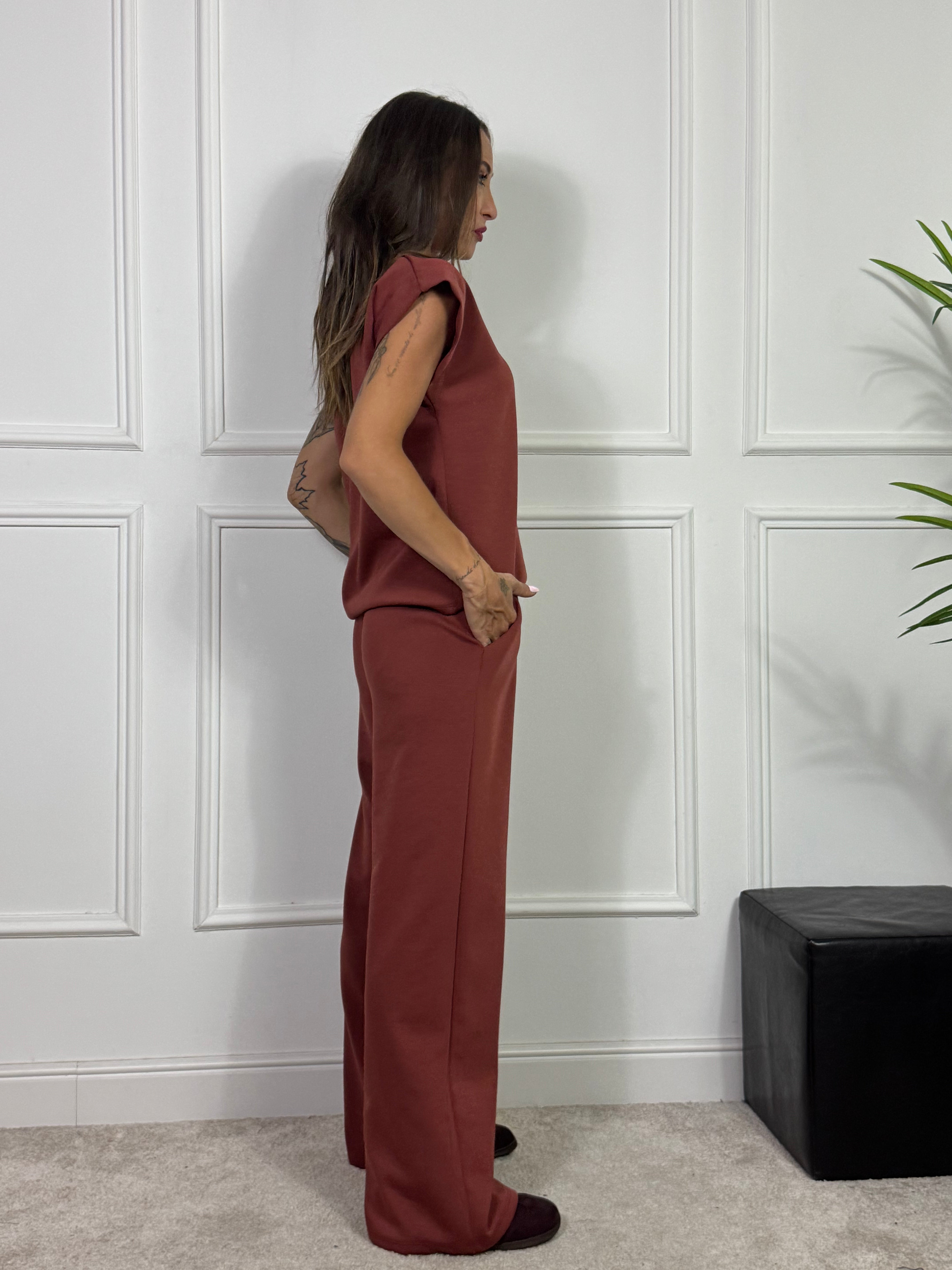 PANTALONE PALAZZO TESSUTO TECNICO Victoria ILMH TINTA UNITA