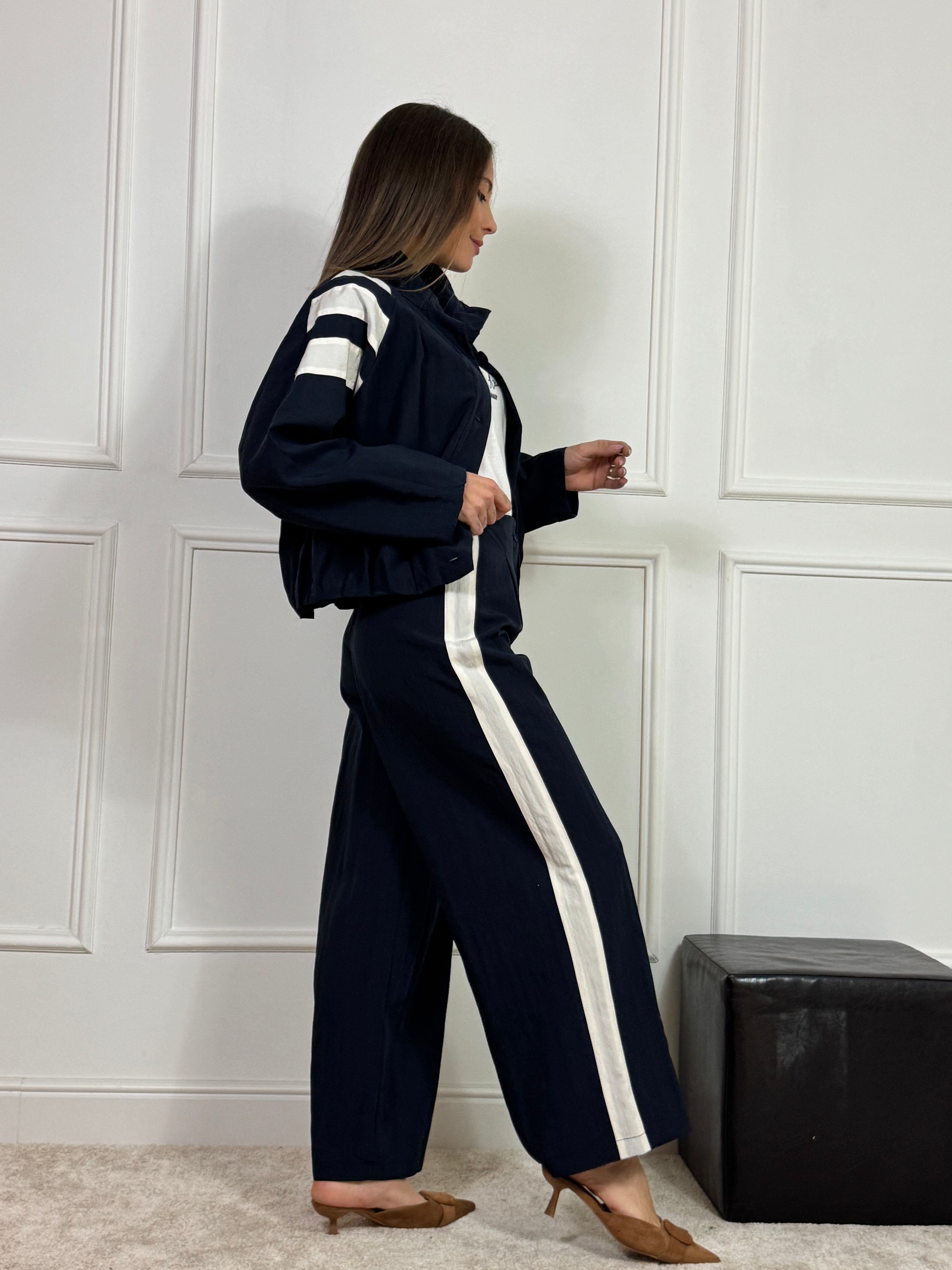 Pantalone leggero in misto lyocell Kikisix cropped bicolore