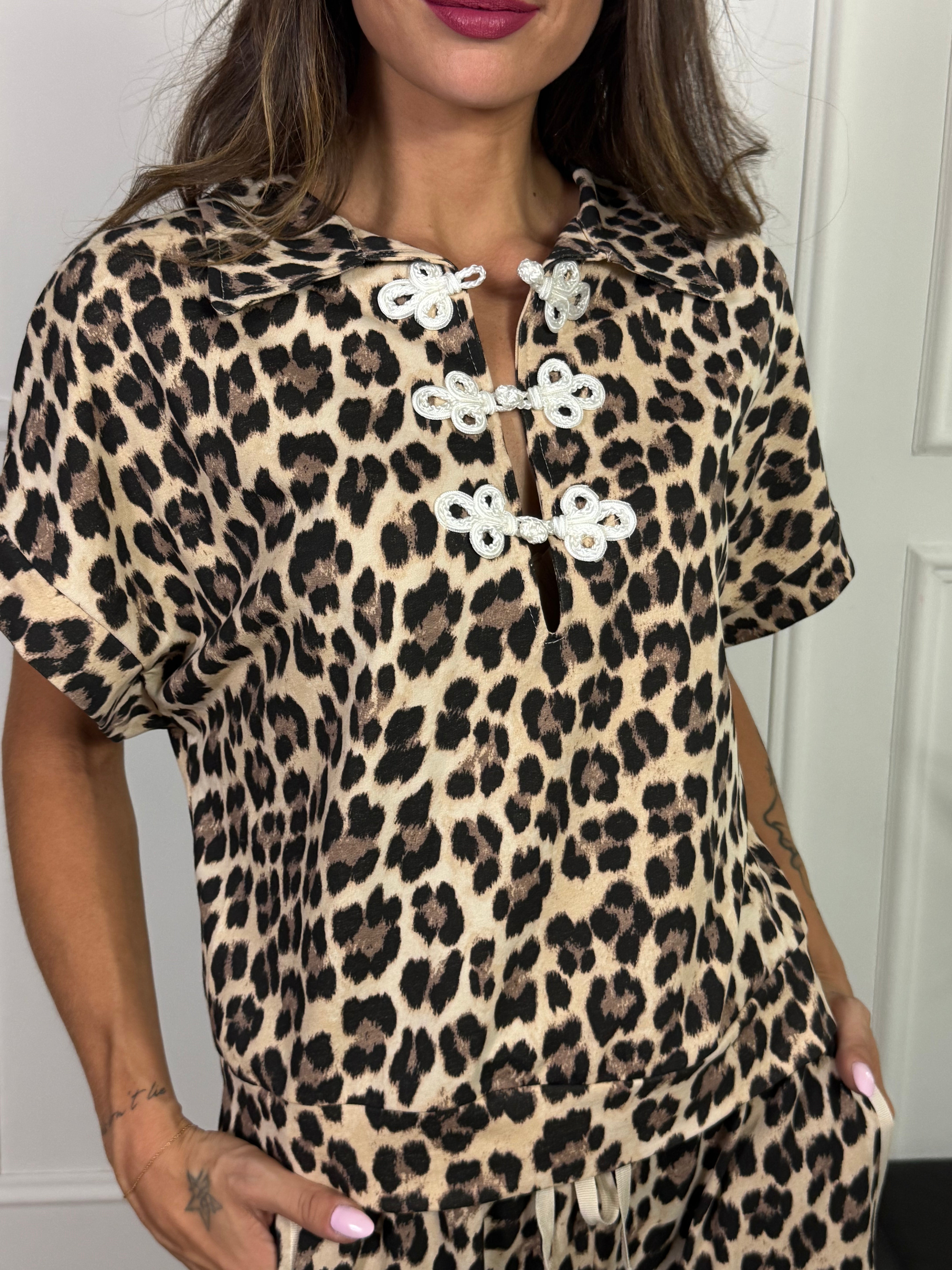 MAGLIA GARZATA Victoria ILMH con ALAMARI LEOPARDATA