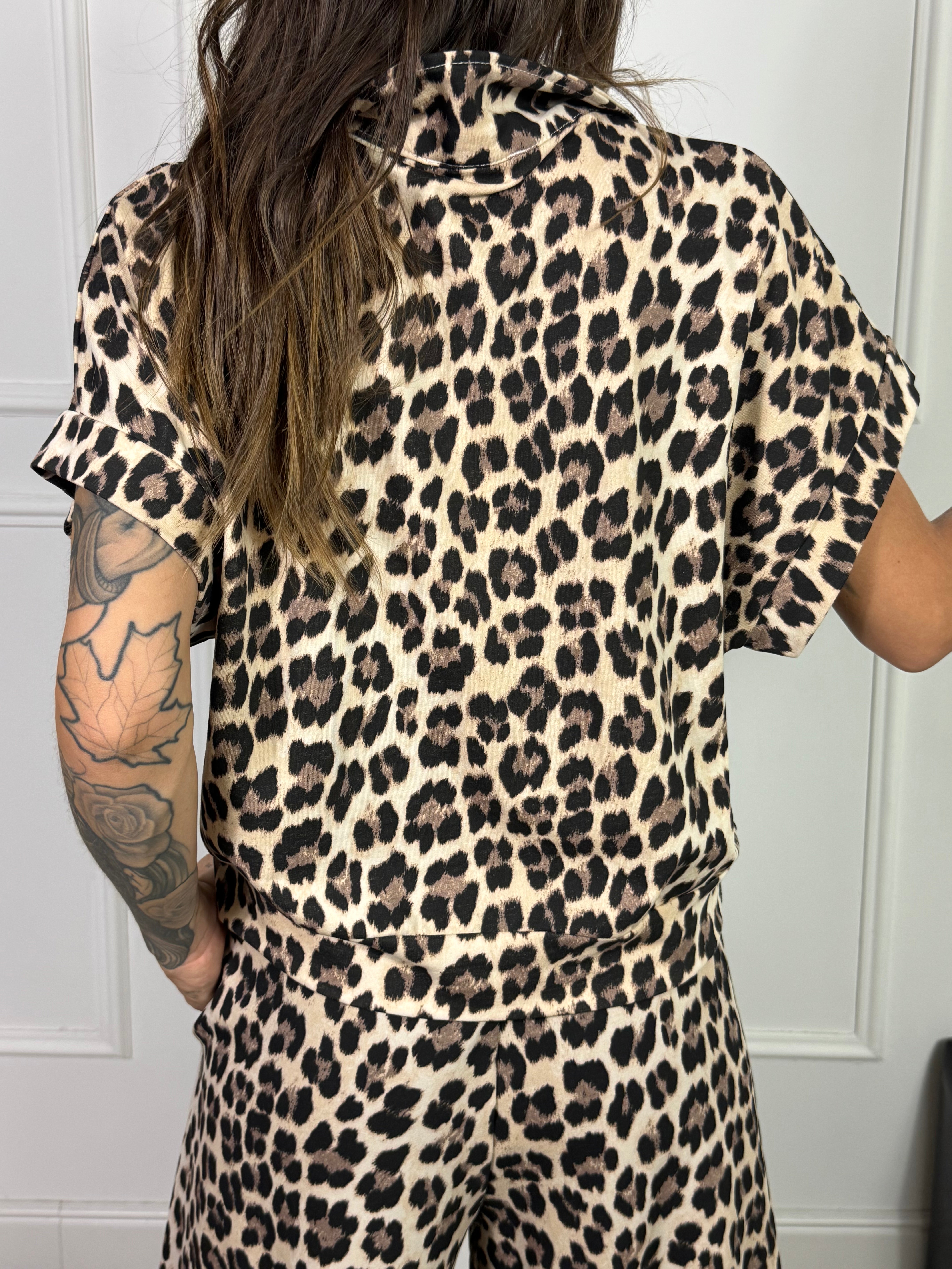MAGLIA GARZATA Victoria ILMH con ALAMARI LEOPARDATA
