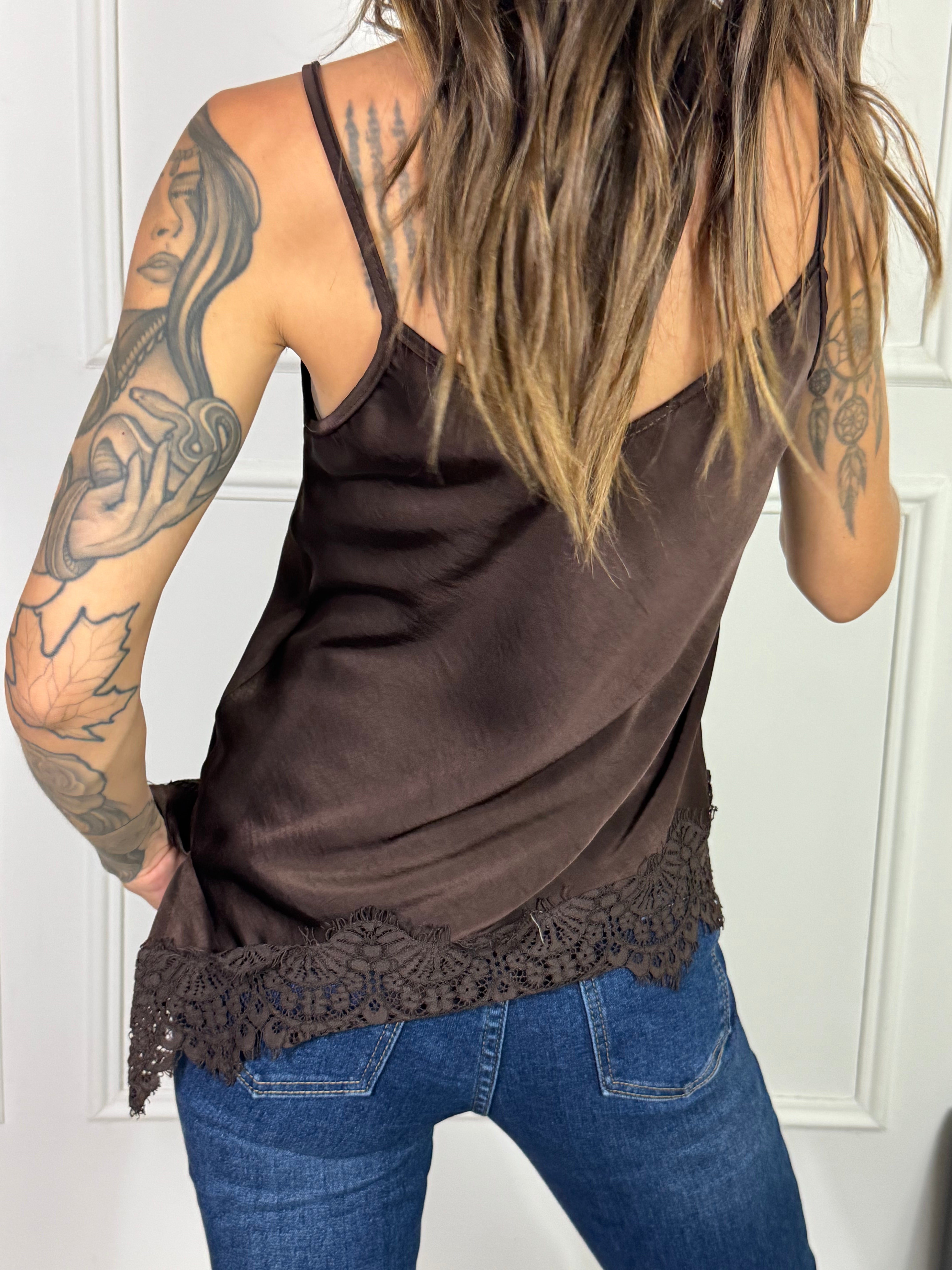 Top in RASO con SPALLINI Victoria ILMH BORDO PIZZO