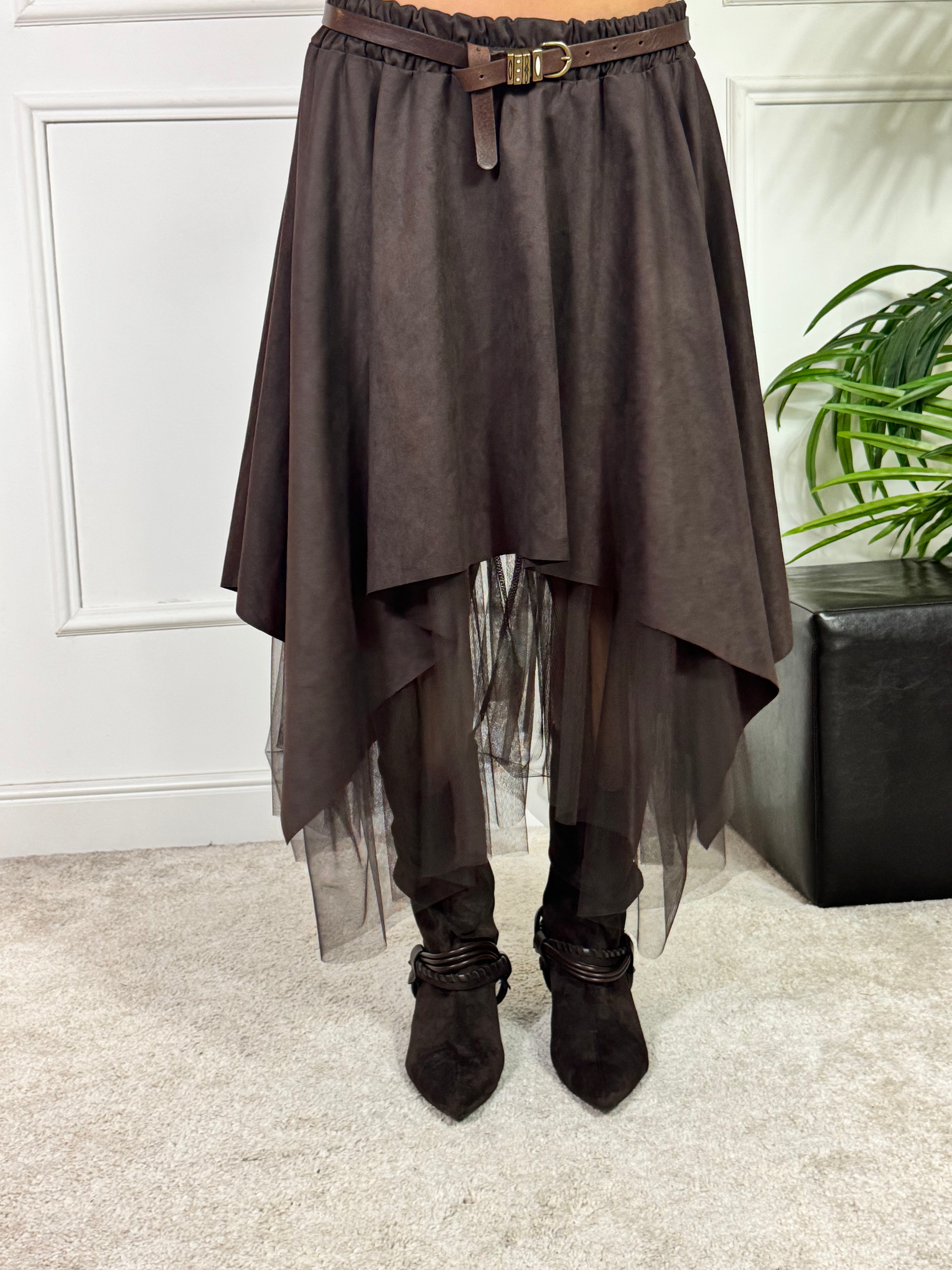 Gonna in ecopelle scamosciata Victoria ILMH SOTTOVESTE IN TULLE