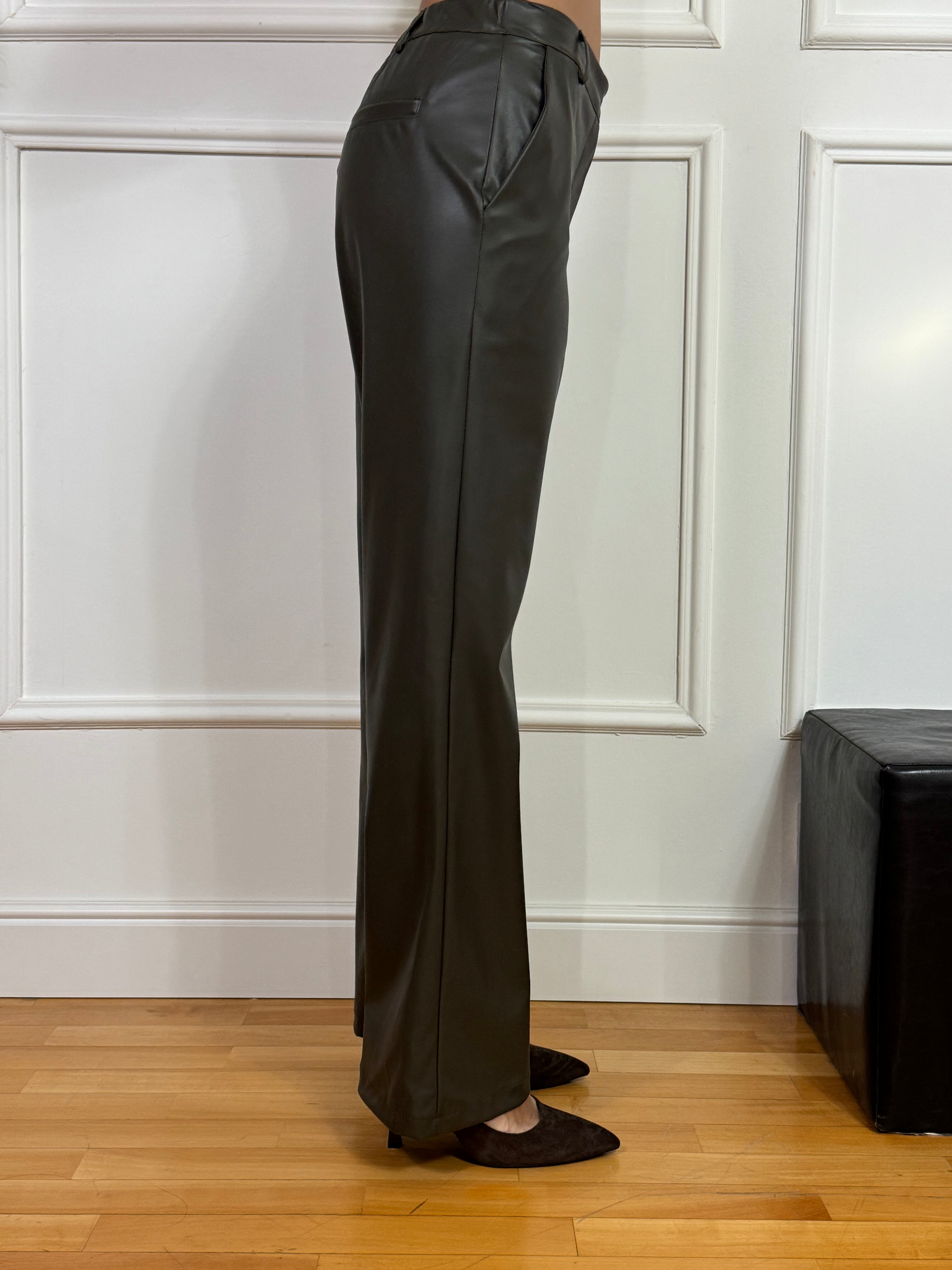 Pantalone Susy Mix in ECOPELLE WIDE LEG - GAMBA AMPIA DRITTA