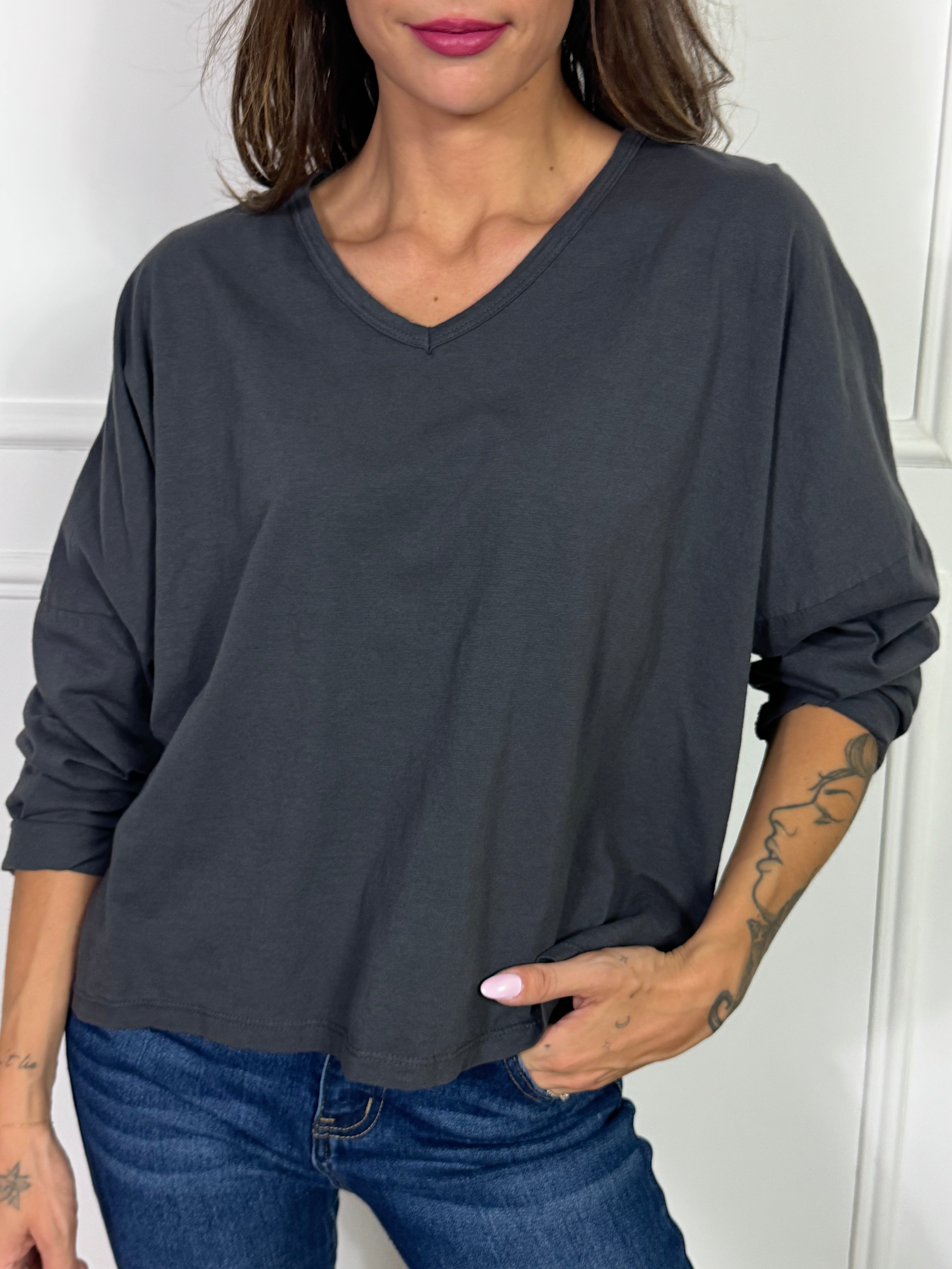 Maglia in cotone manica lunga OVER Victoria ILMH SCOLLO V