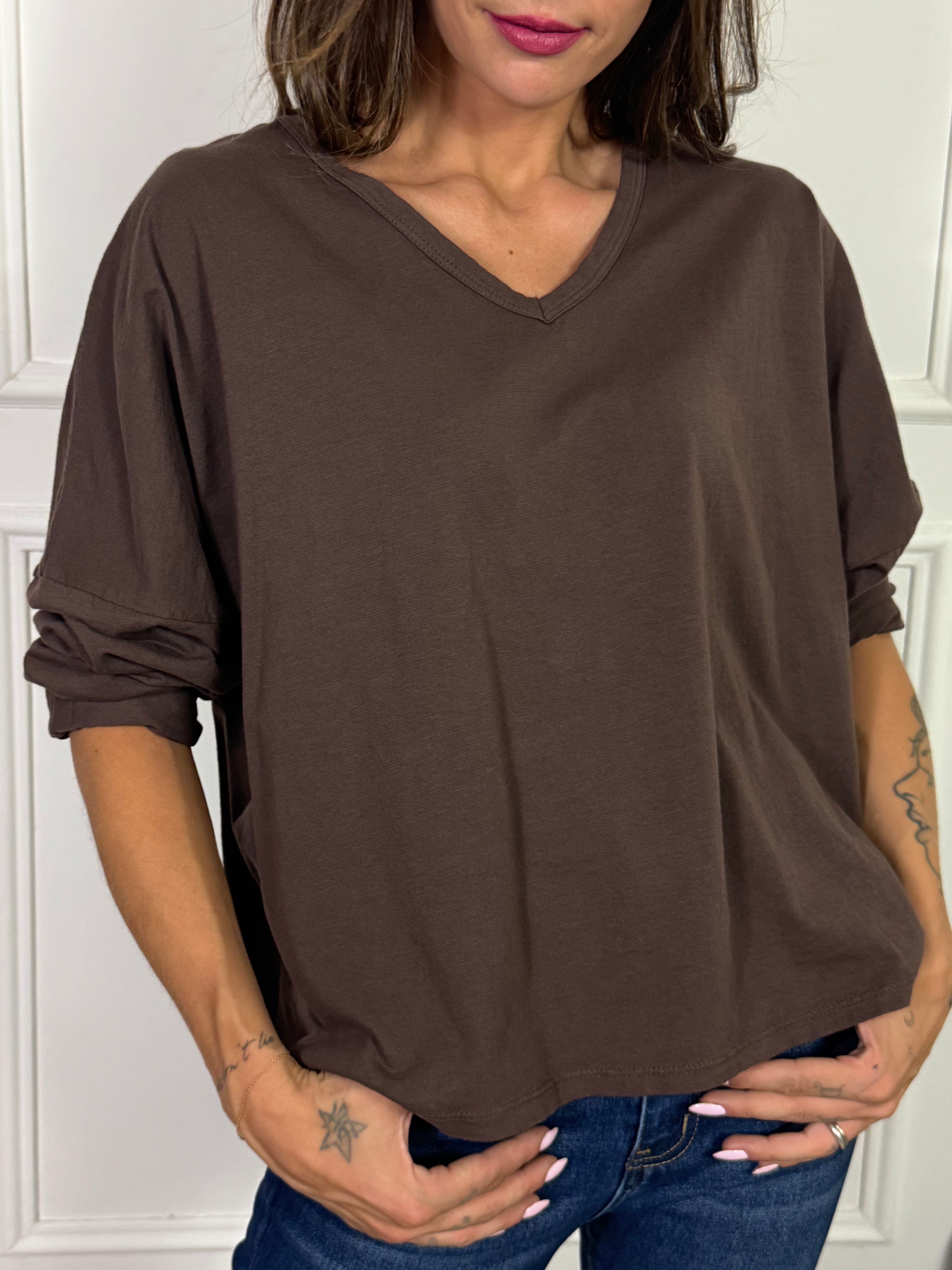 Maglia in cotone manica lunga OVER Victoria ILMH SCOLLO V