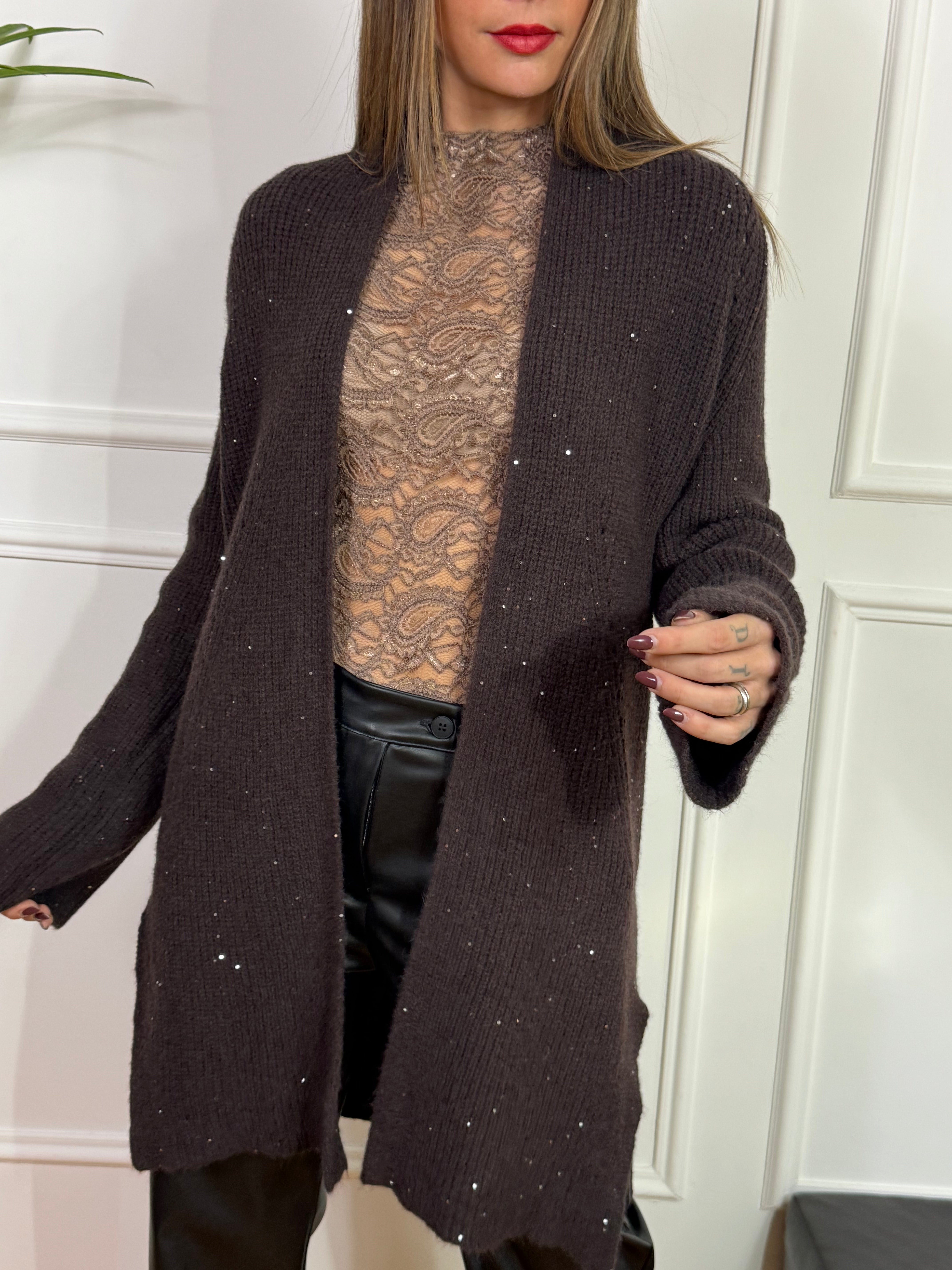CARDIGAN lungo Susy Mix con paillettes