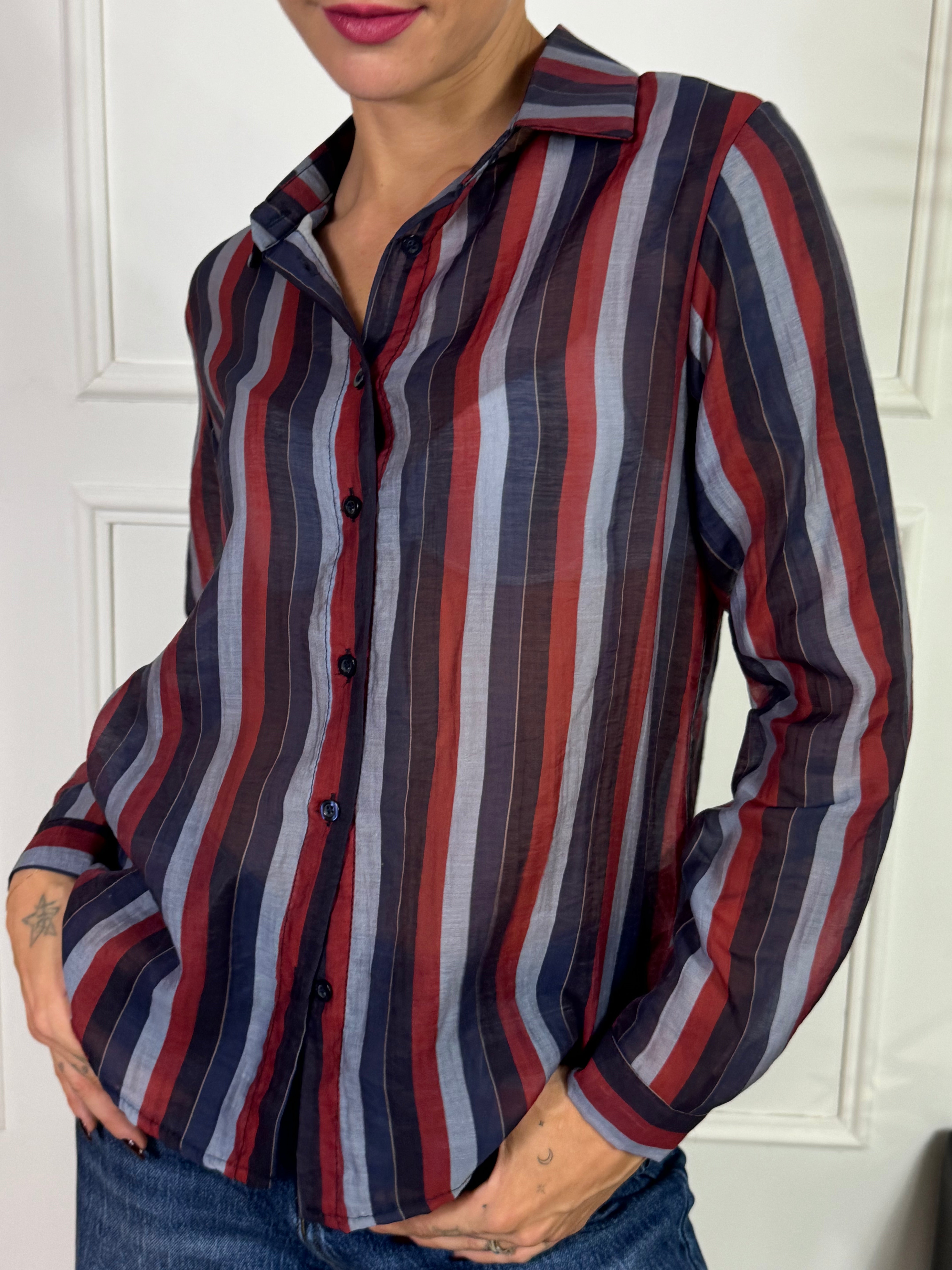 Camicia Victoria ILMH fantasia righe AZZURRO-BLU-ROSSO