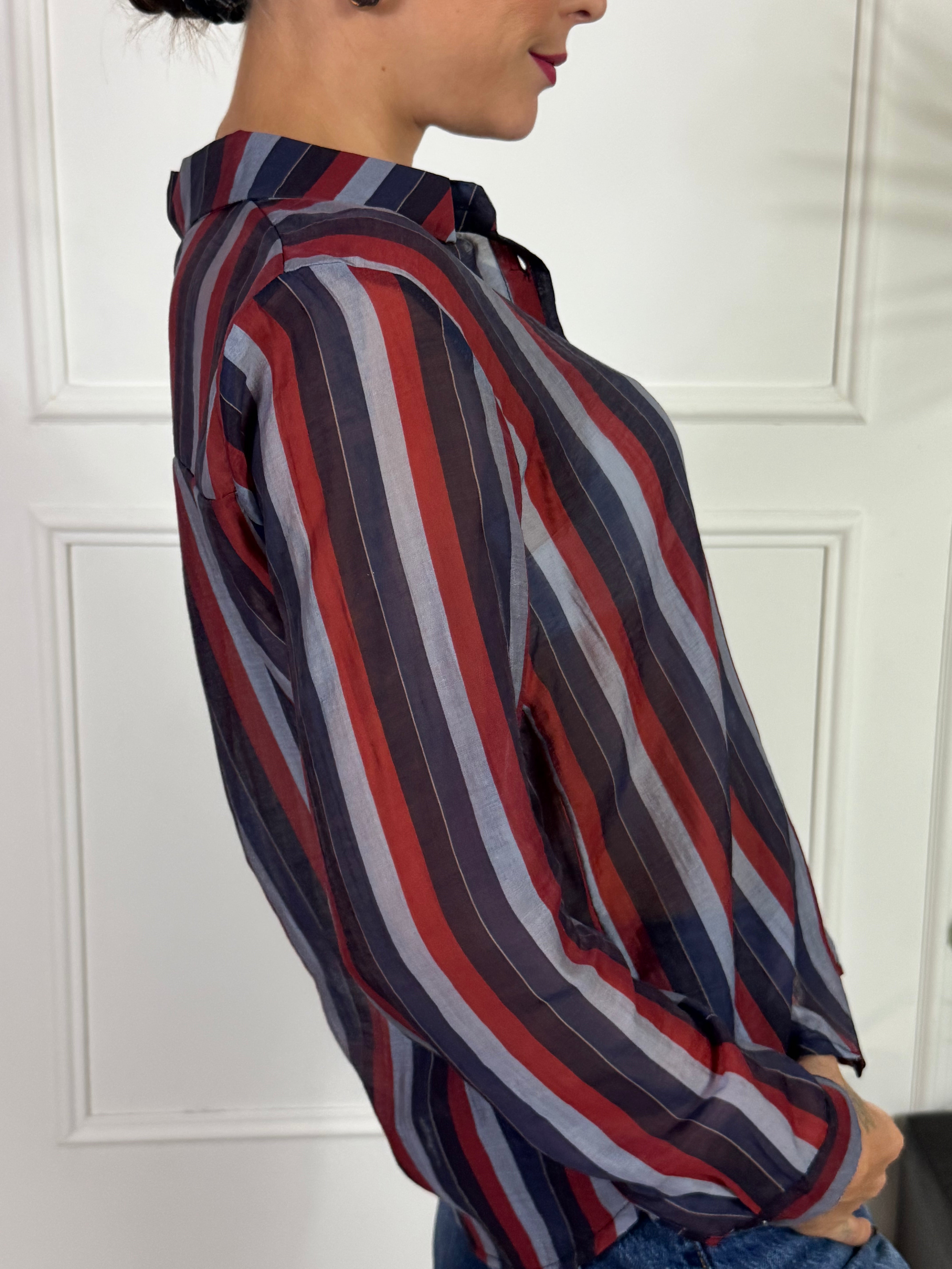 Camicia Victoria ILMH fantasia righe AZZURRO-BLU-ROSSO