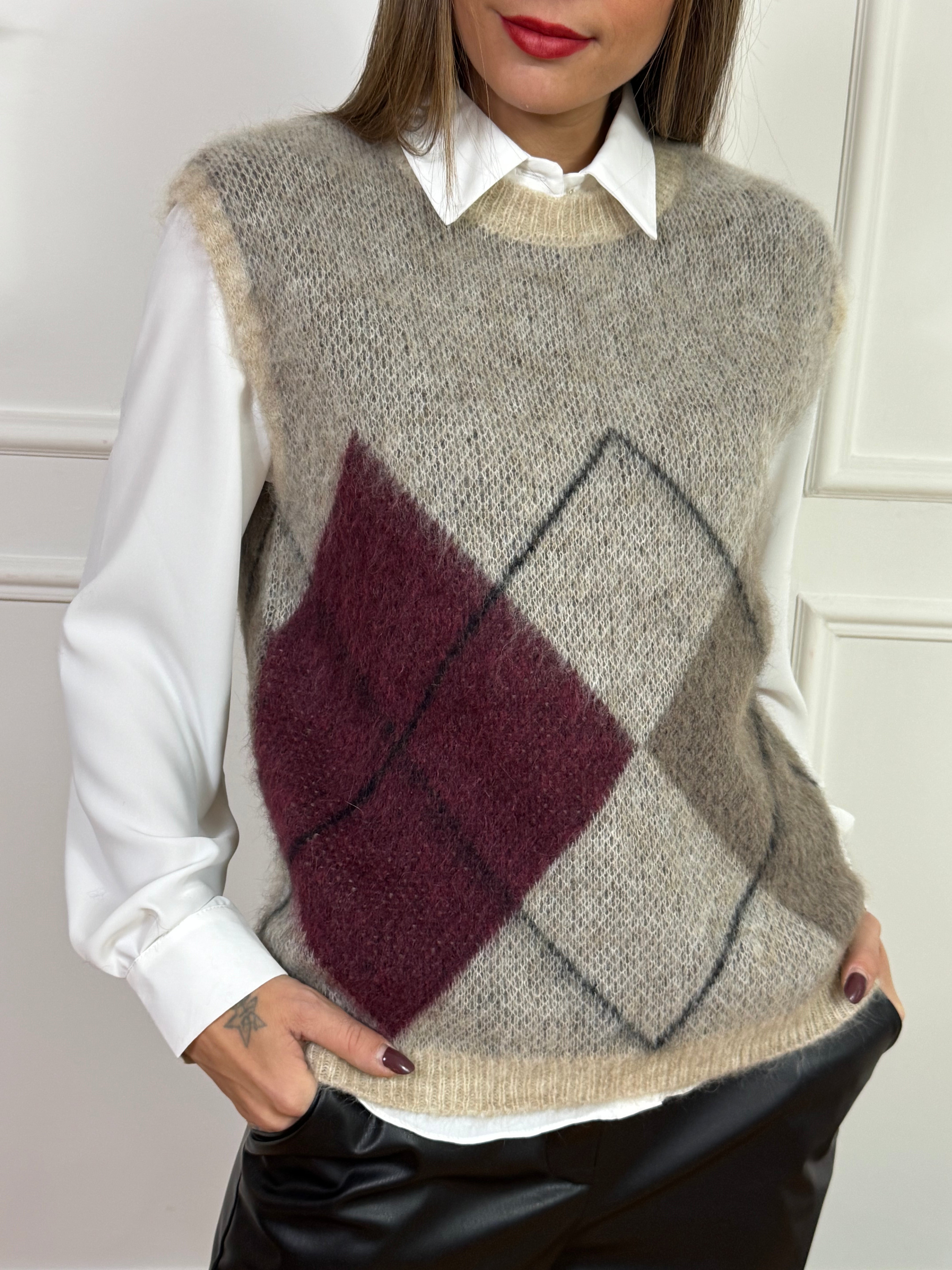 Gilet in maglia OVER Susy Mix ROMBI