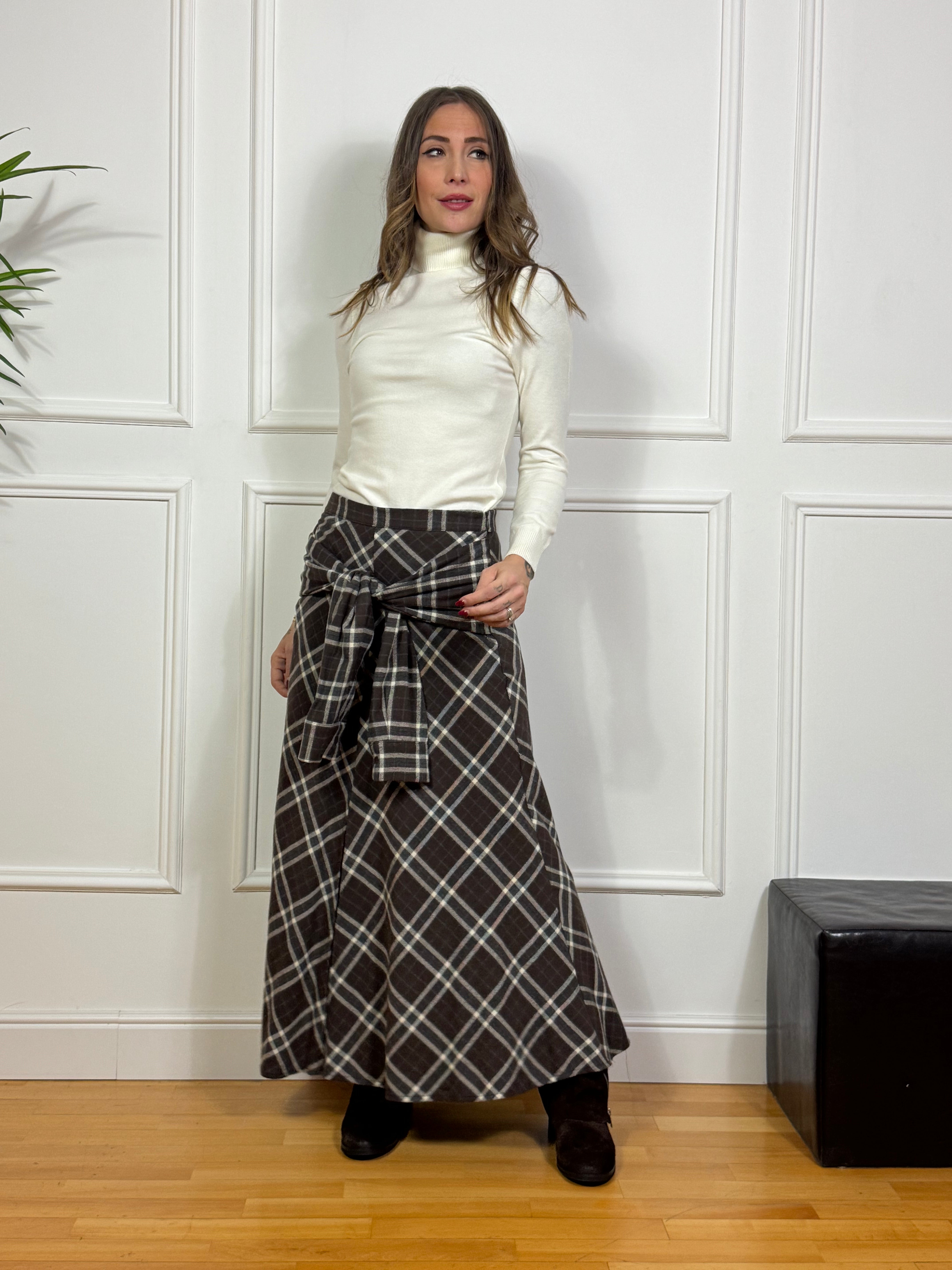 Gonna lunga Motel scozzese effetto camicia