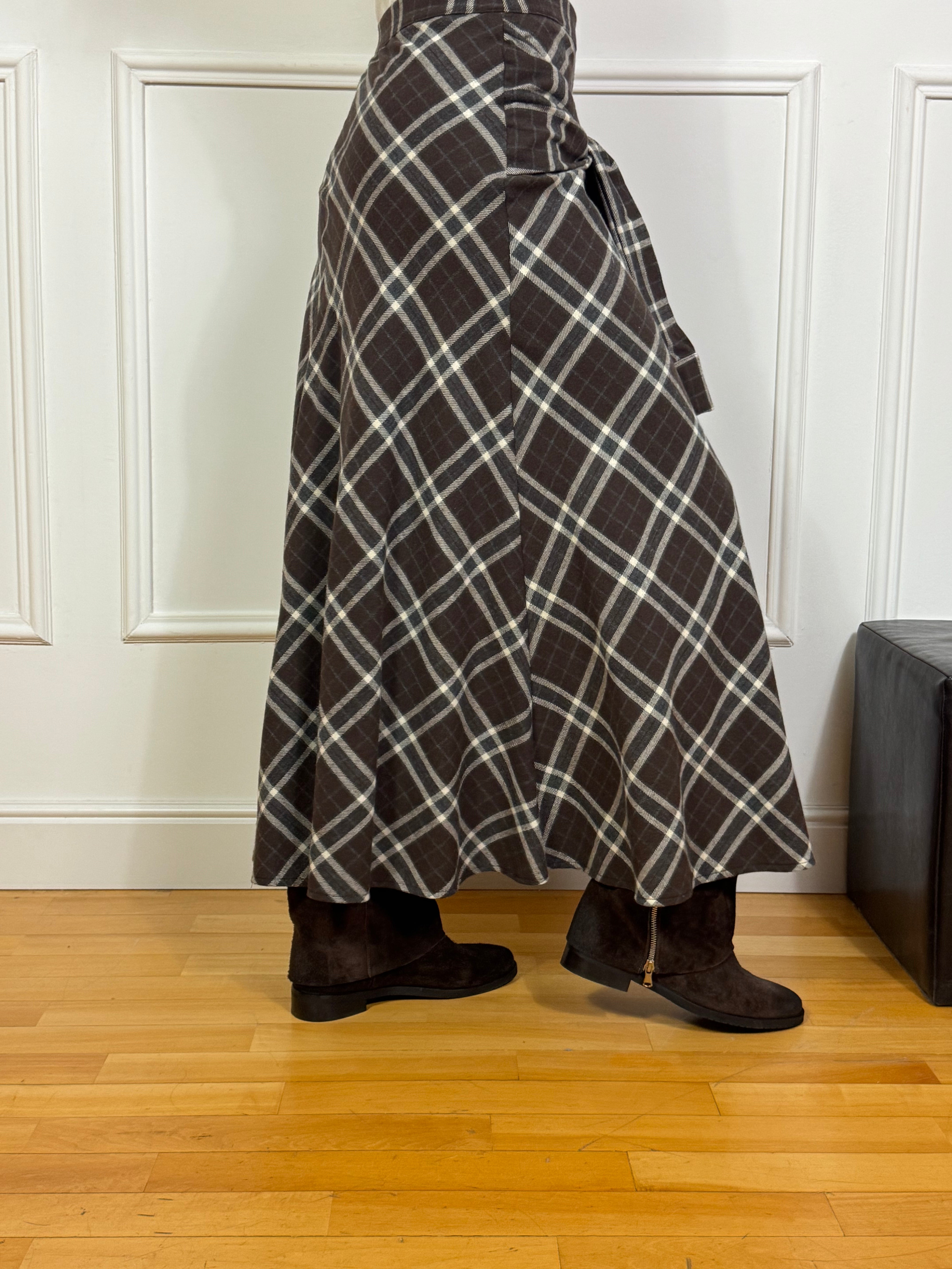 Gonna lunga Motel scozzese effetto camicia