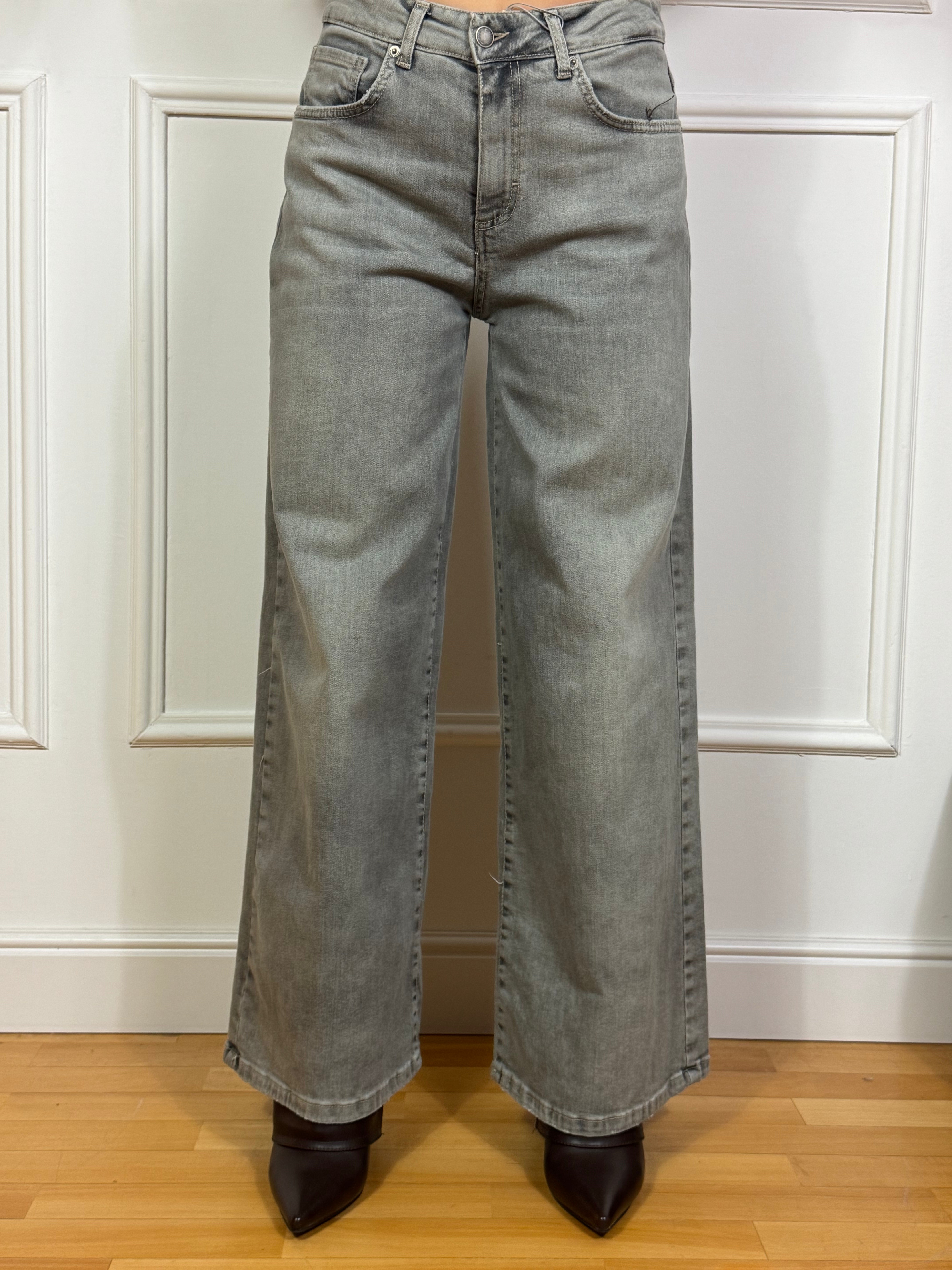 Jeans Motel PALAZZO LAVAGGIO GRIGIO CHIARO