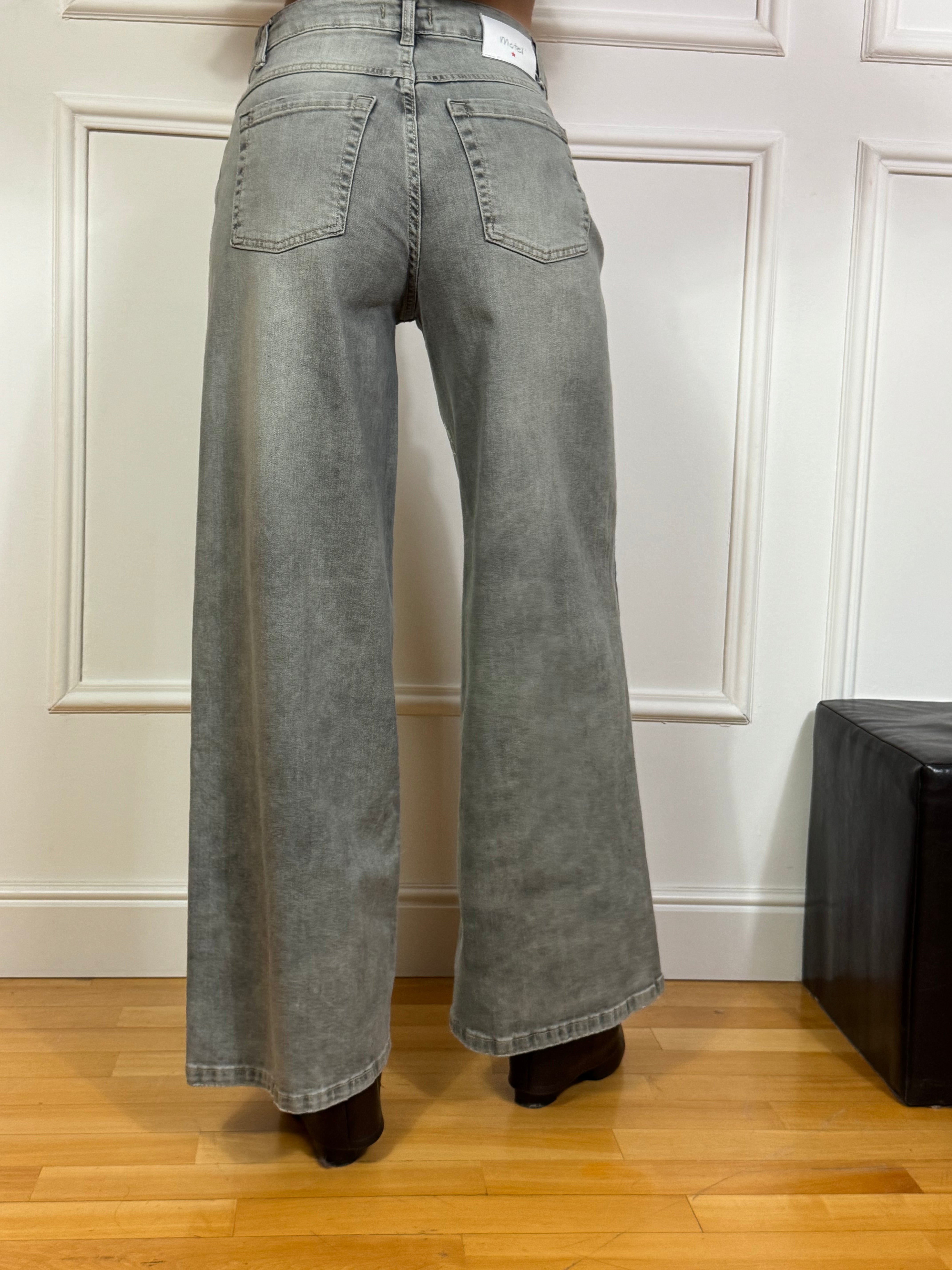 Jeans Motel PALAZZO LAVAGGIO GRIGIO CHIARO