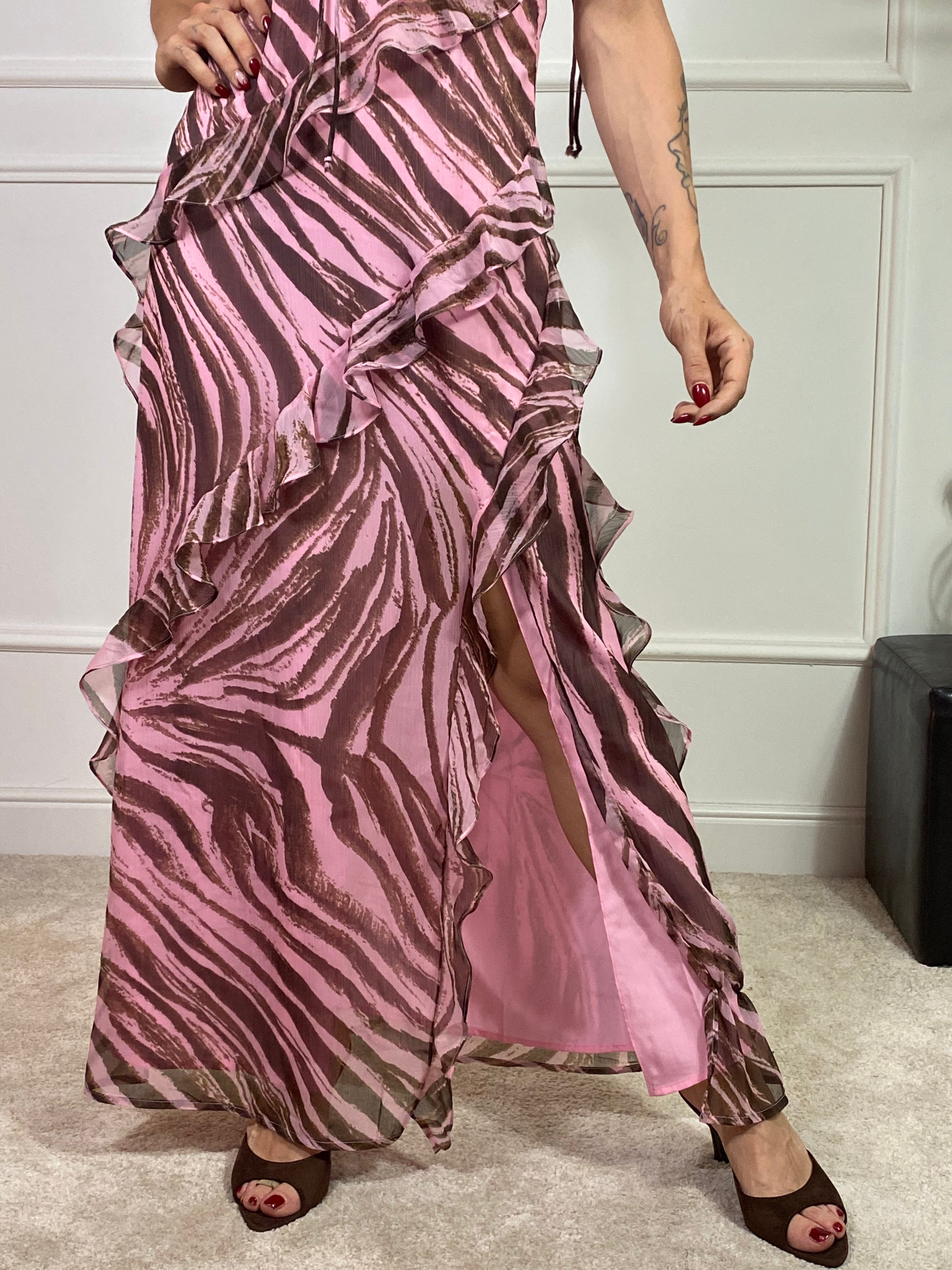 Abito lungo JJXX modello EMILIA CHIFFON - ROSA ZEBRATO