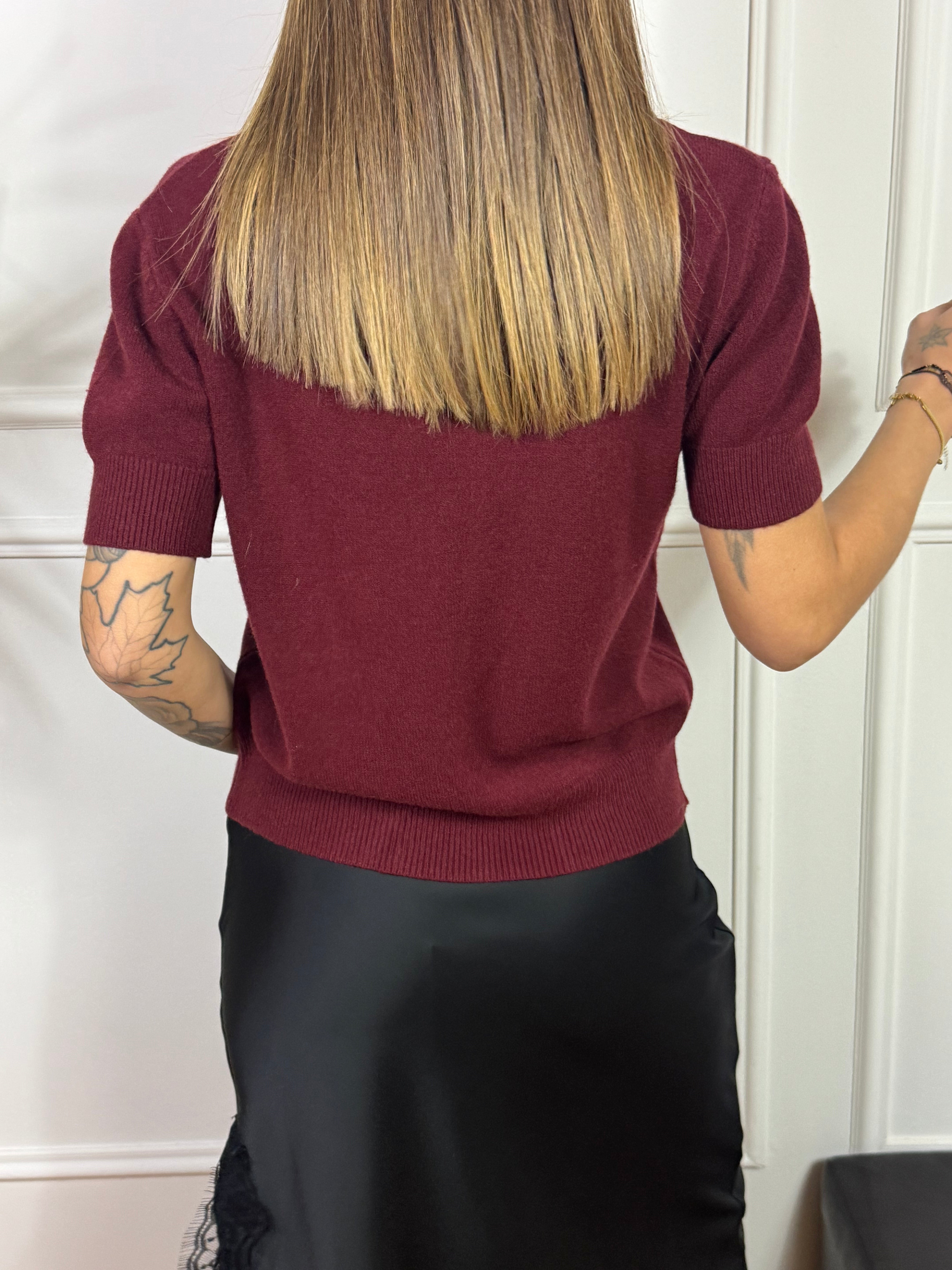 Maglia maglioncino Kikisix manica corta TINTA UNITA