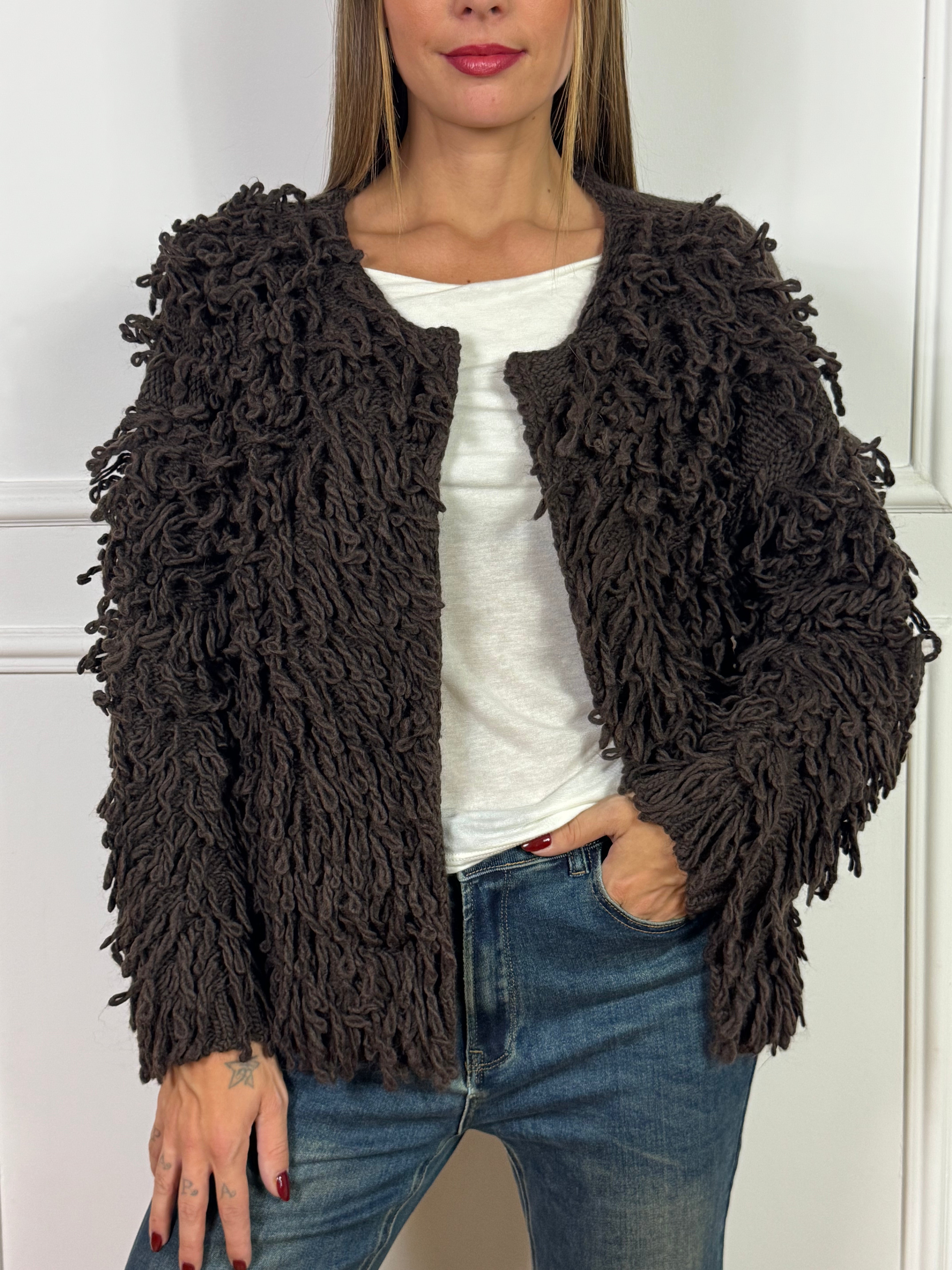 CARDIGAN senza bottoni Kikisix punto pelliccia