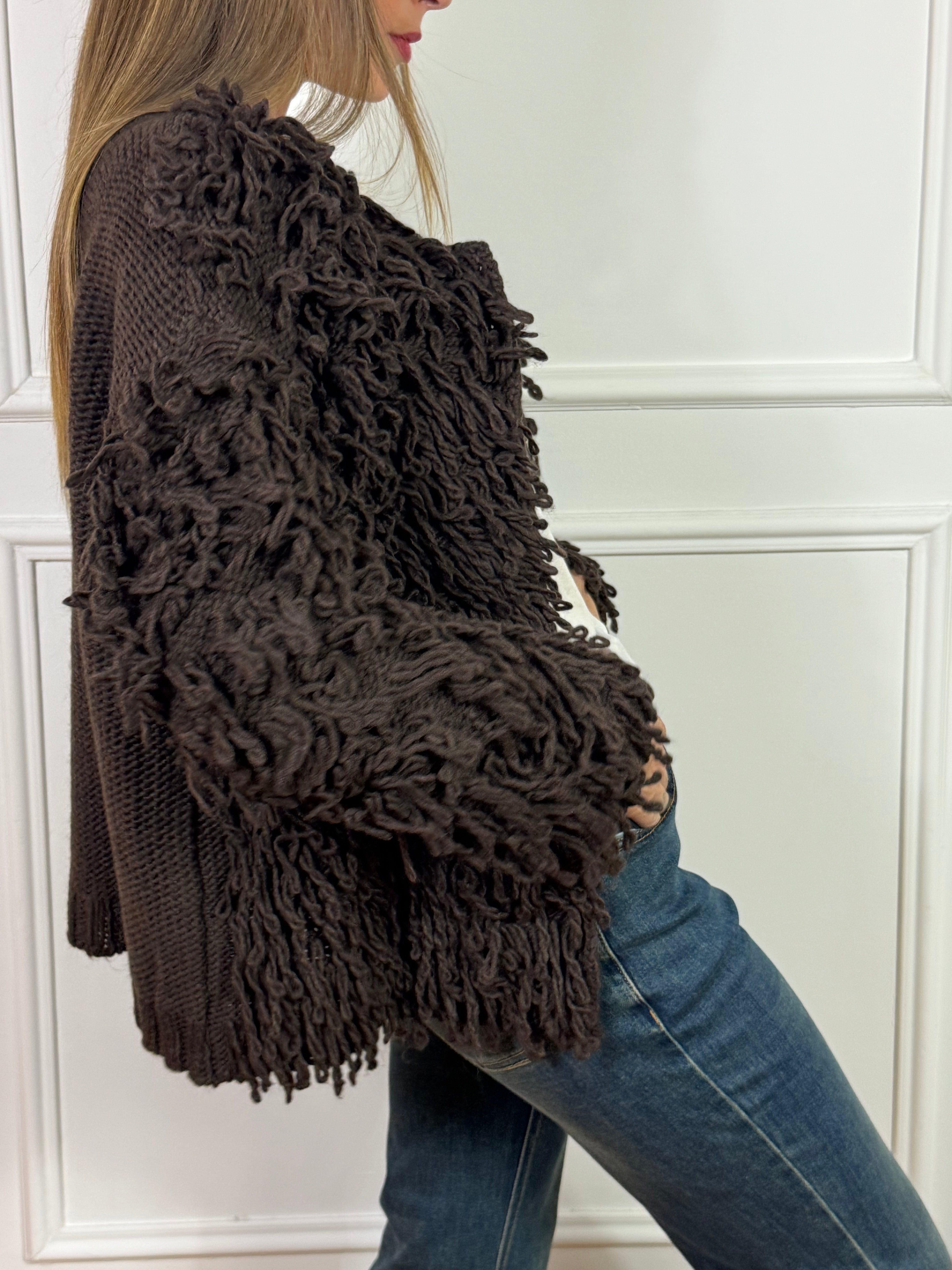 CARDIGAN senza bottoni Kikisix punto pelliccia