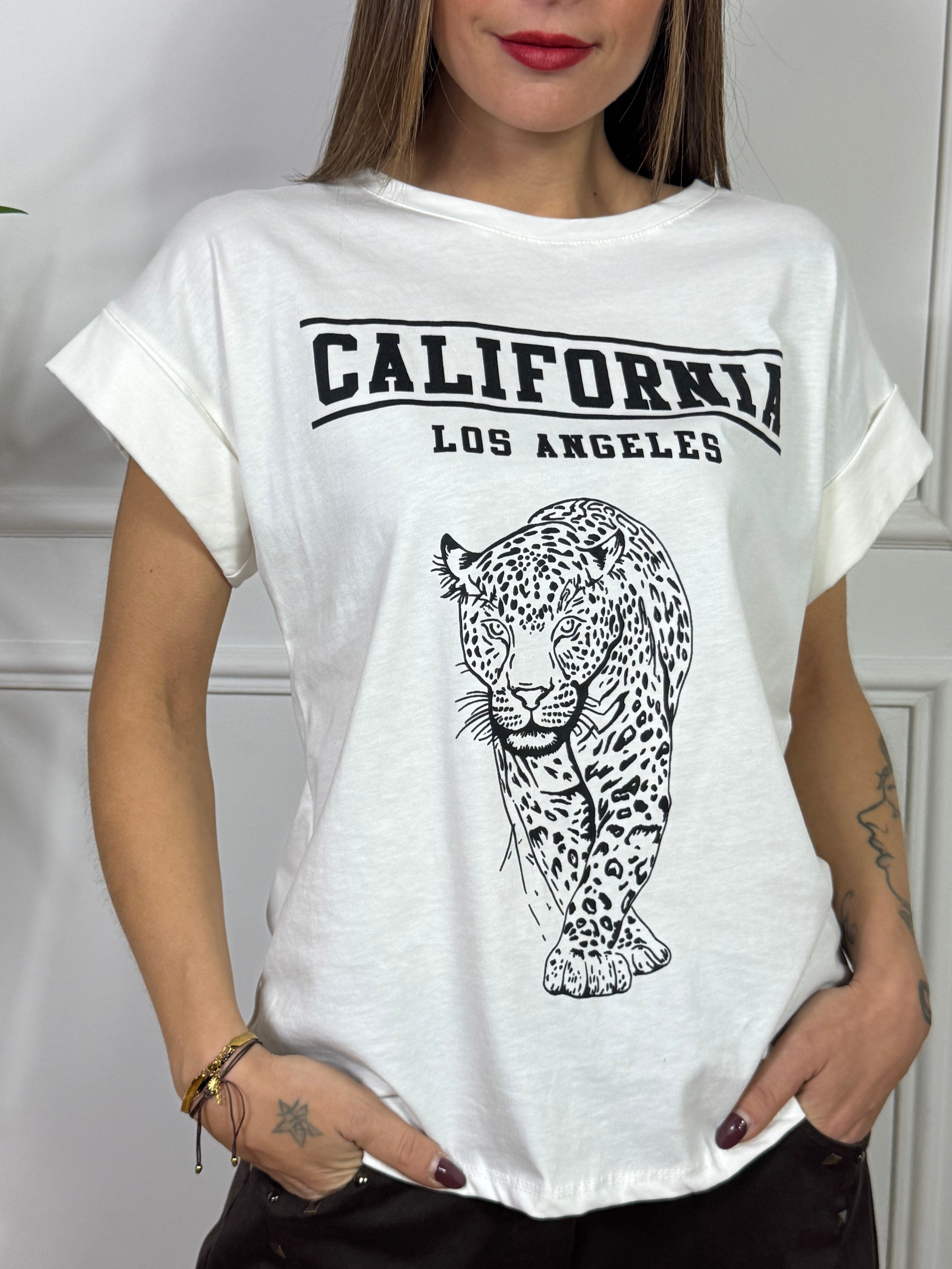 T-shirt Kikisix con stampa LEOPARDO CALIFORNIA