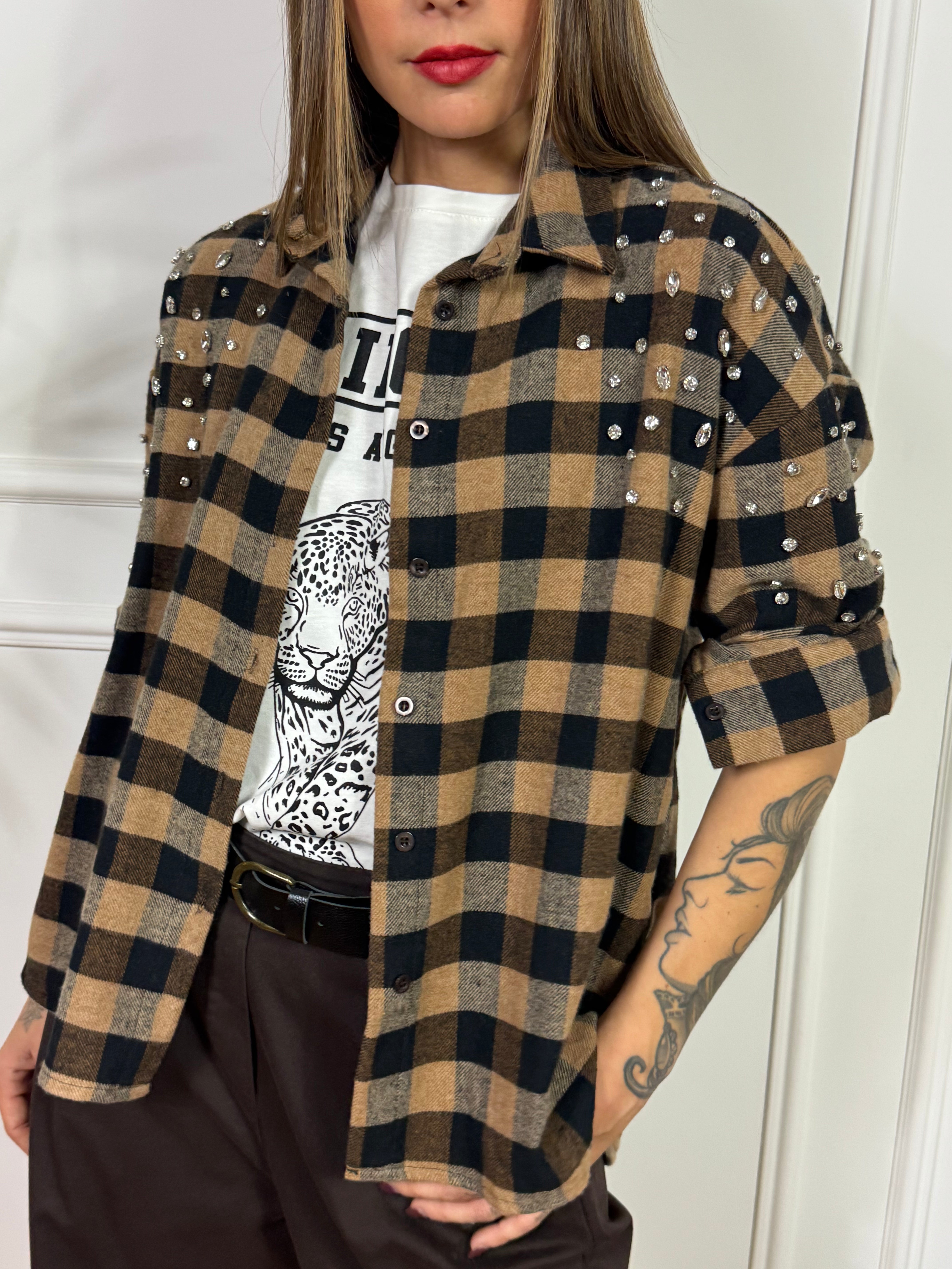 Camicia in flanella Kikisix SCOZZESE CON ZIRCONI