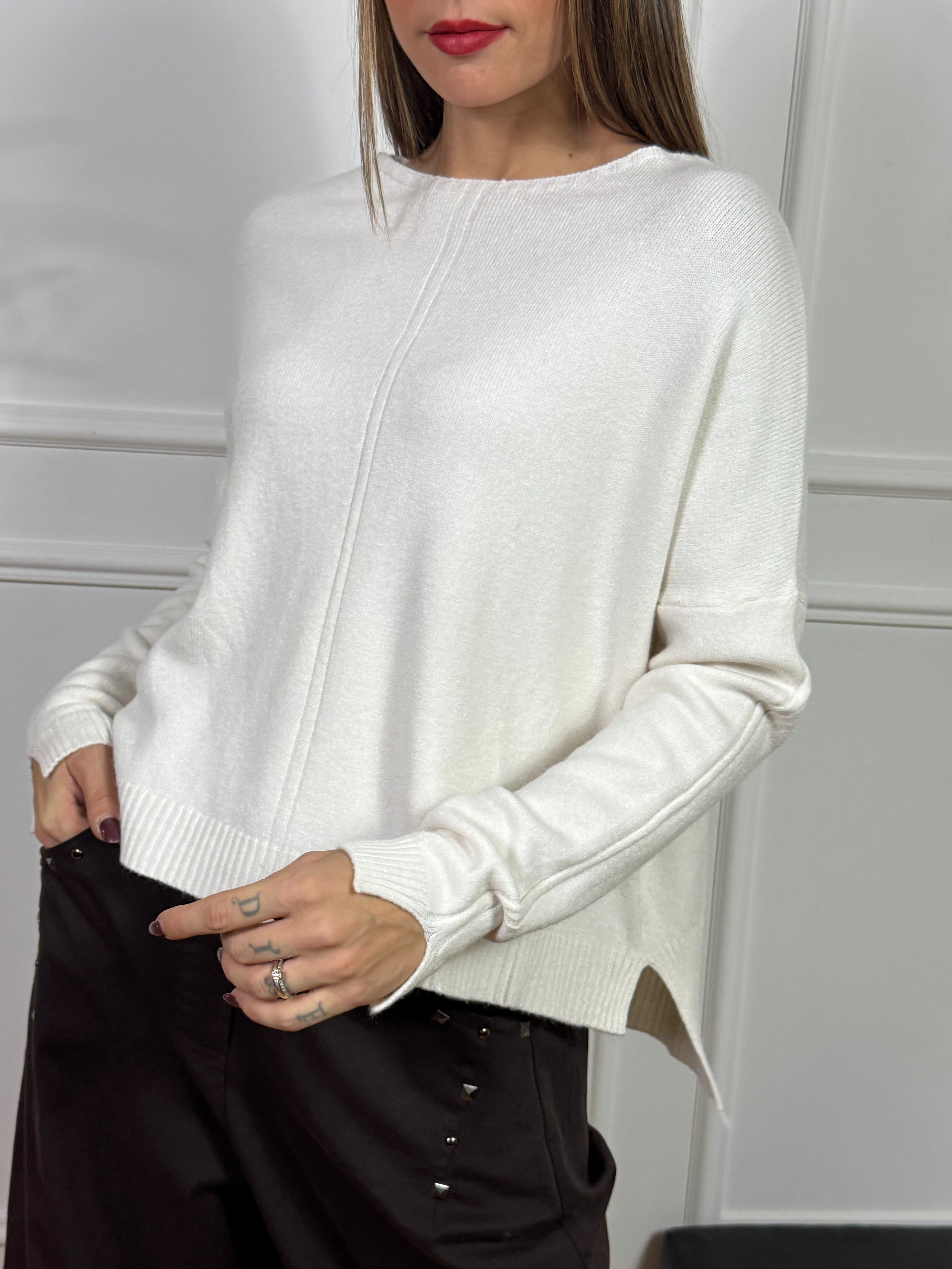 Maglia maglioncino a SCATOLETTA Kikisix CUCITURA CENTRALE e SPACCHETTI NEI POLSI