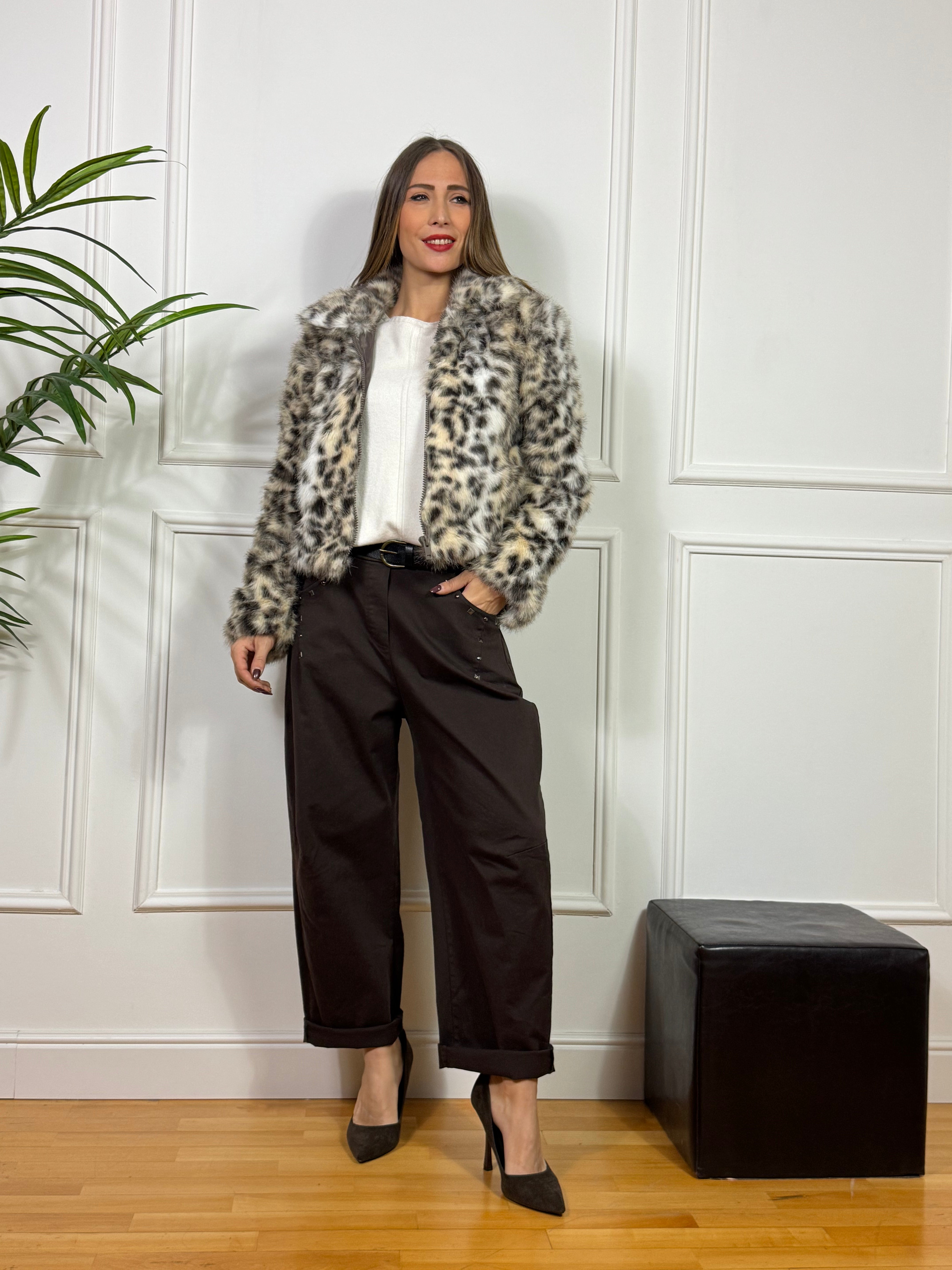 Giacca BOMBER ECOPELLICCIA JJXX - modello TANIA - LEOPARDATO