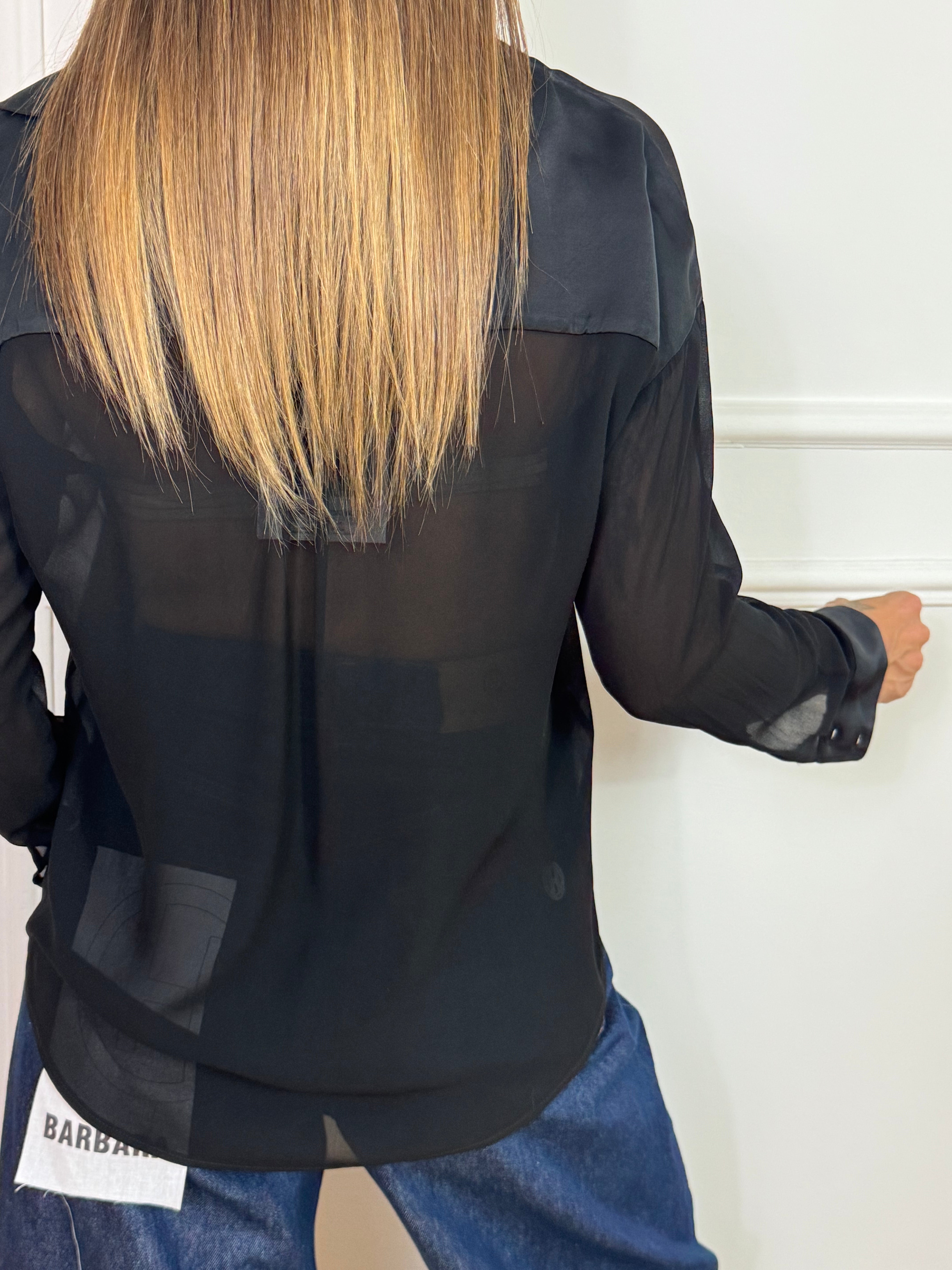 Casacca scollo V Have One in viscosa con DETTAGLI IN RASO